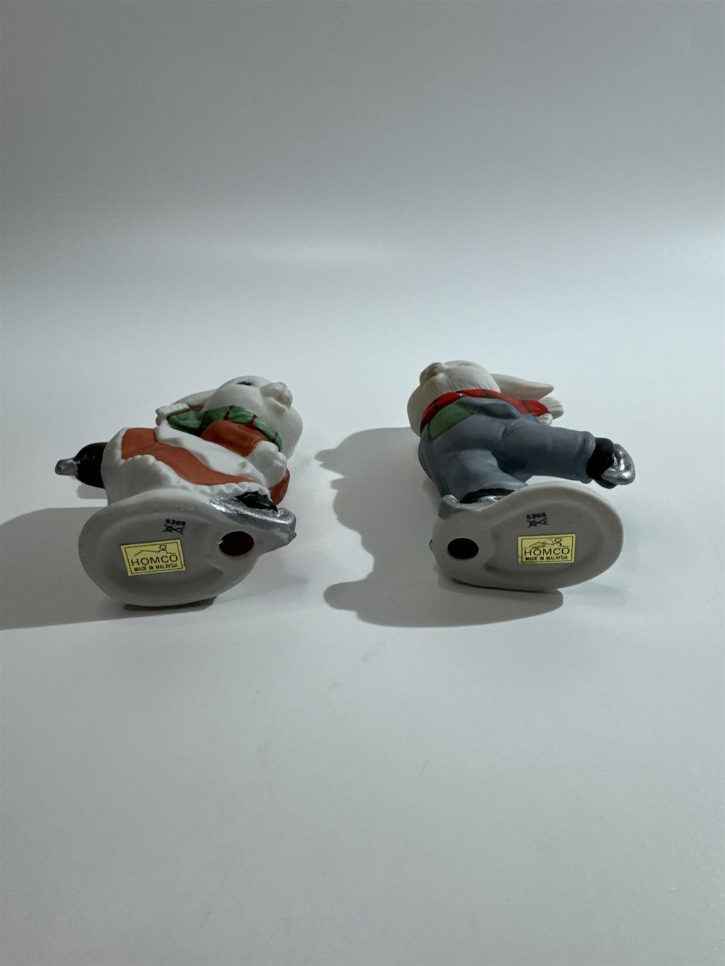 Vintage Homco Home Interiors Bunny Rabbit Ice Skaters Figurines #5305 Christmas