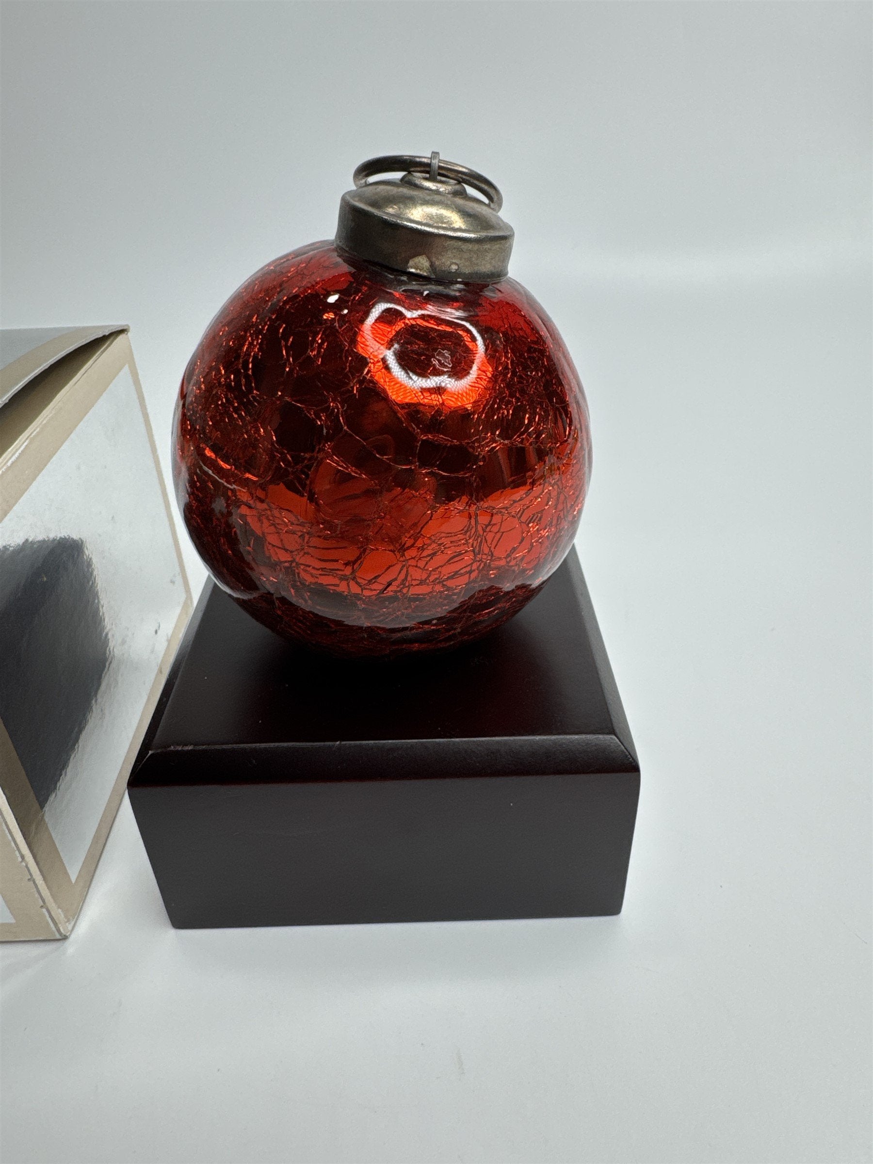 Vintage Heavy Red Crackled Cracked Glass Christmas Ornament Kugel Type Nordstrom