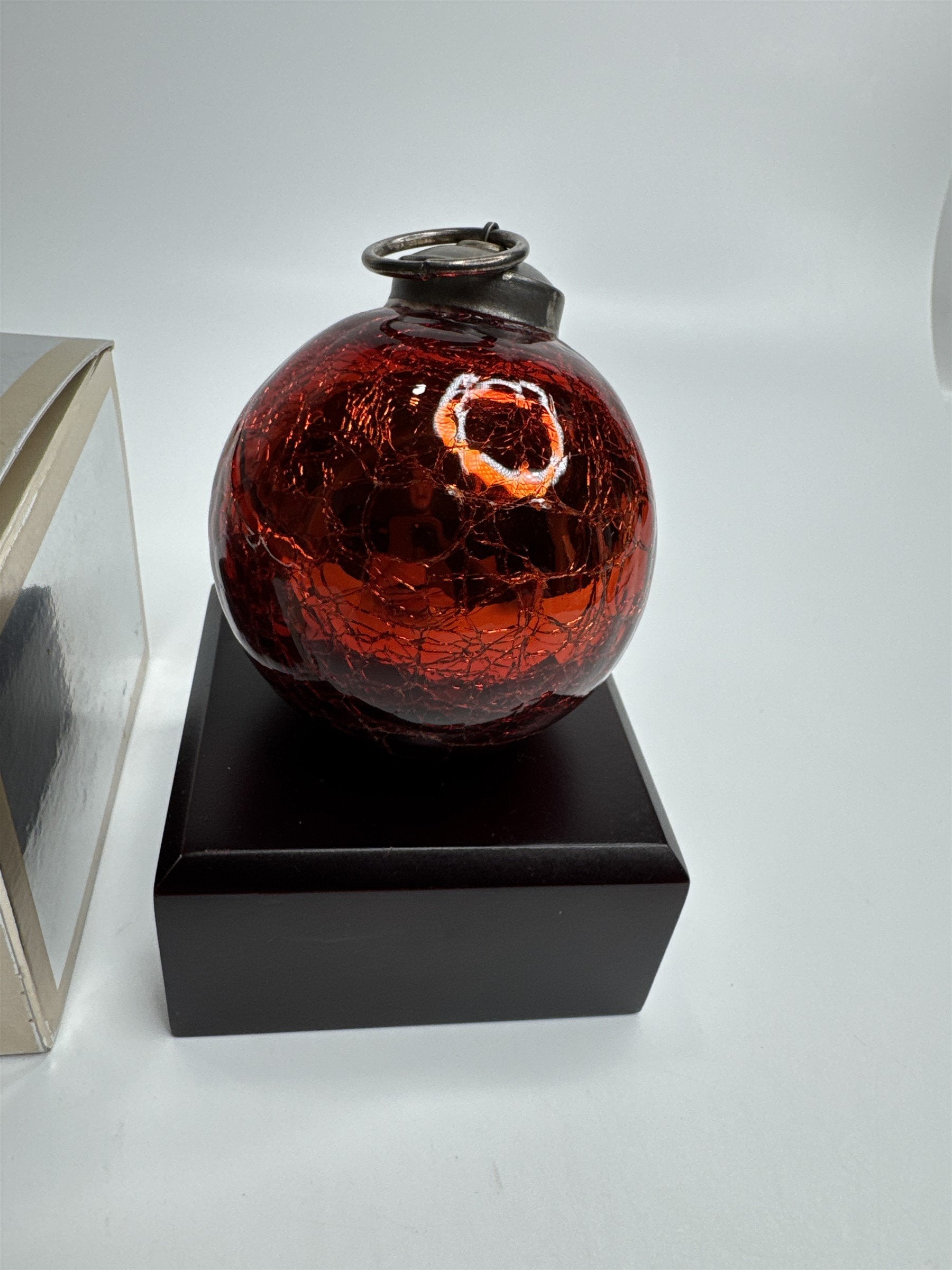 Vintage Heavy Red Crackled Cracked Glass Christmas Ornament Kugel Type Nordstrom