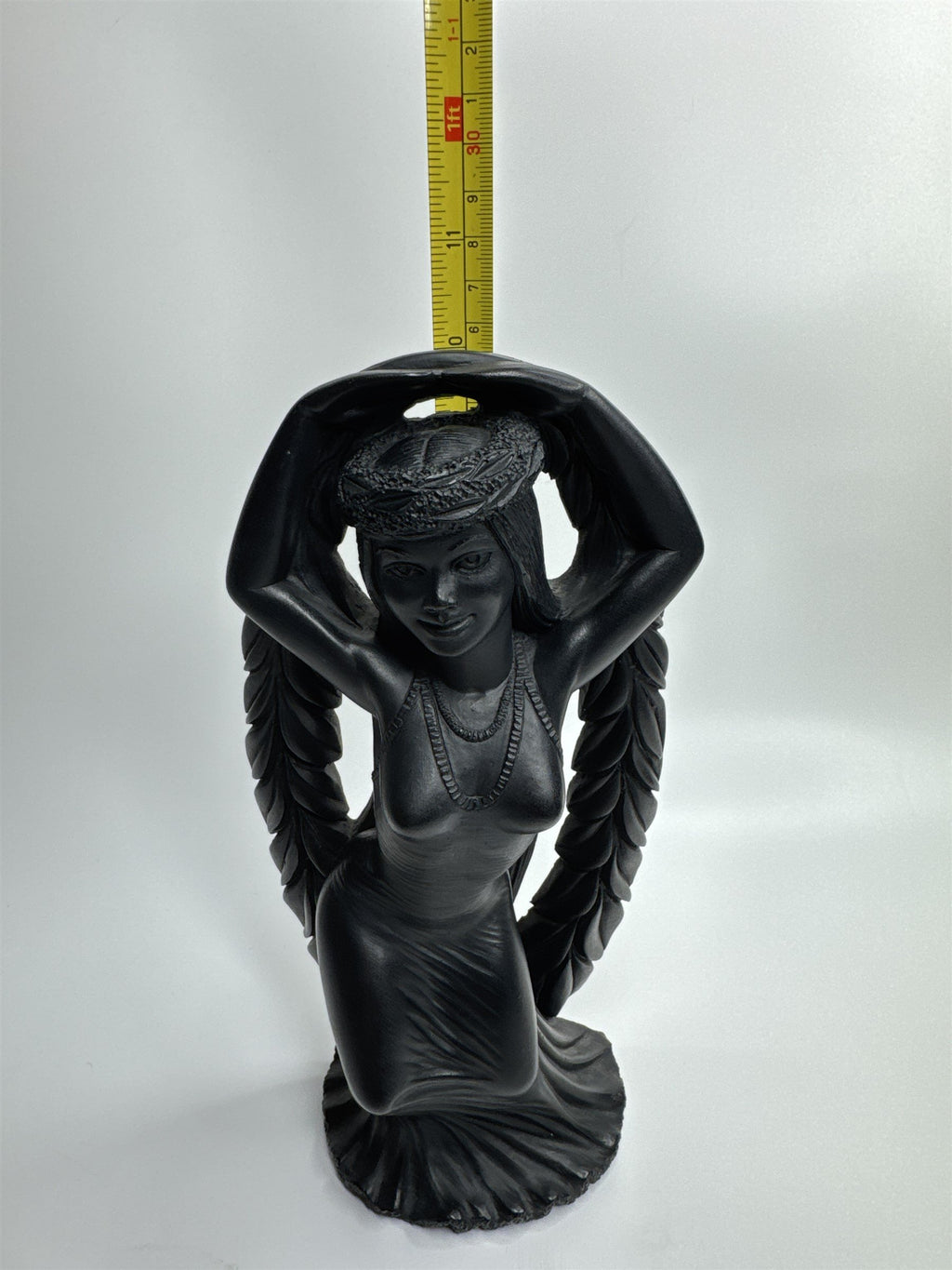 Hawaii Coco Joe's Maile Laka Hula Goddess Hapa Black Lava Resin Figurine Vintage
