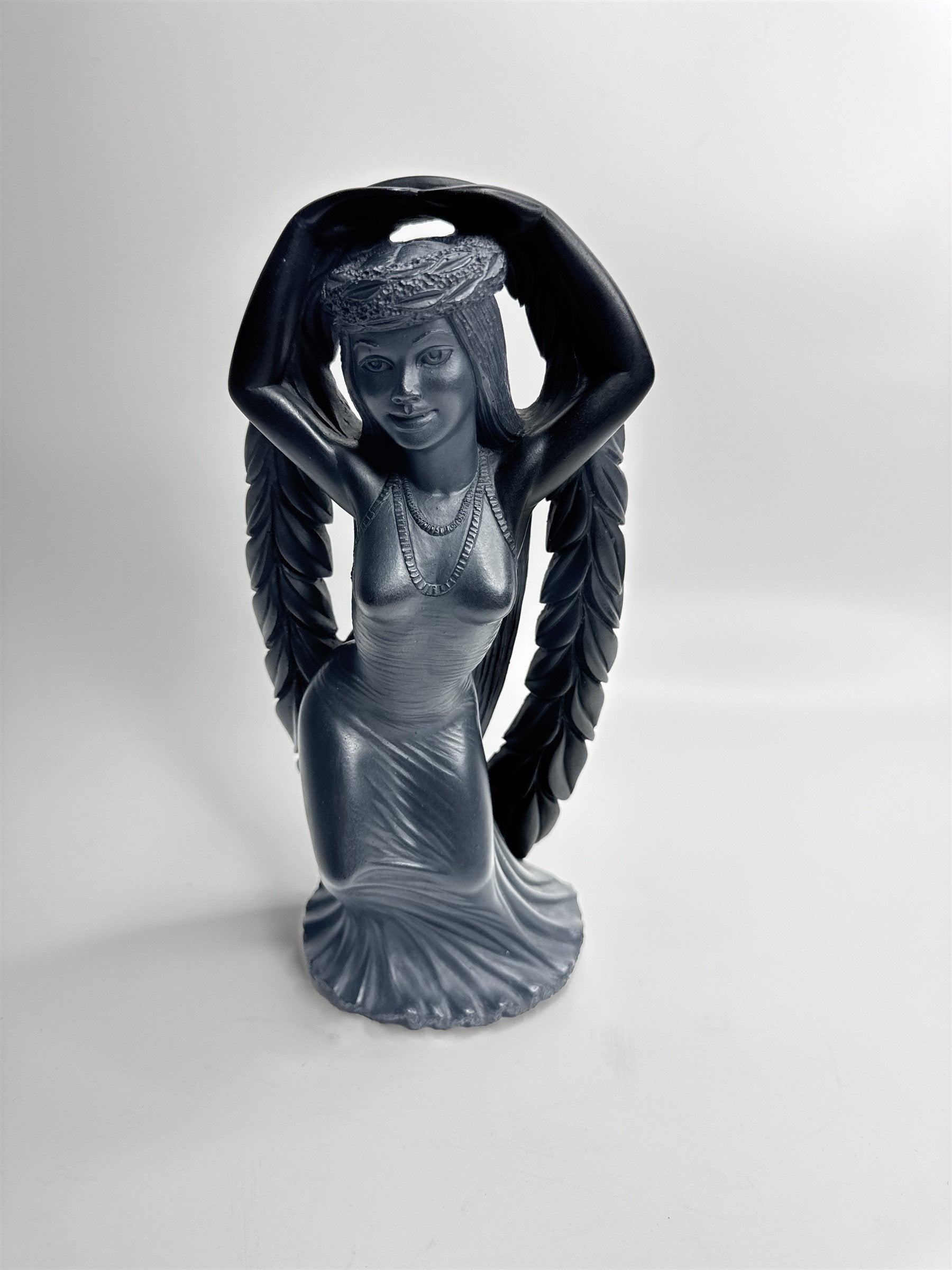 Hawaii Coco Joe's Maile Laka Hula Goddess Hapa Black Lava Resin Figurine Vintage