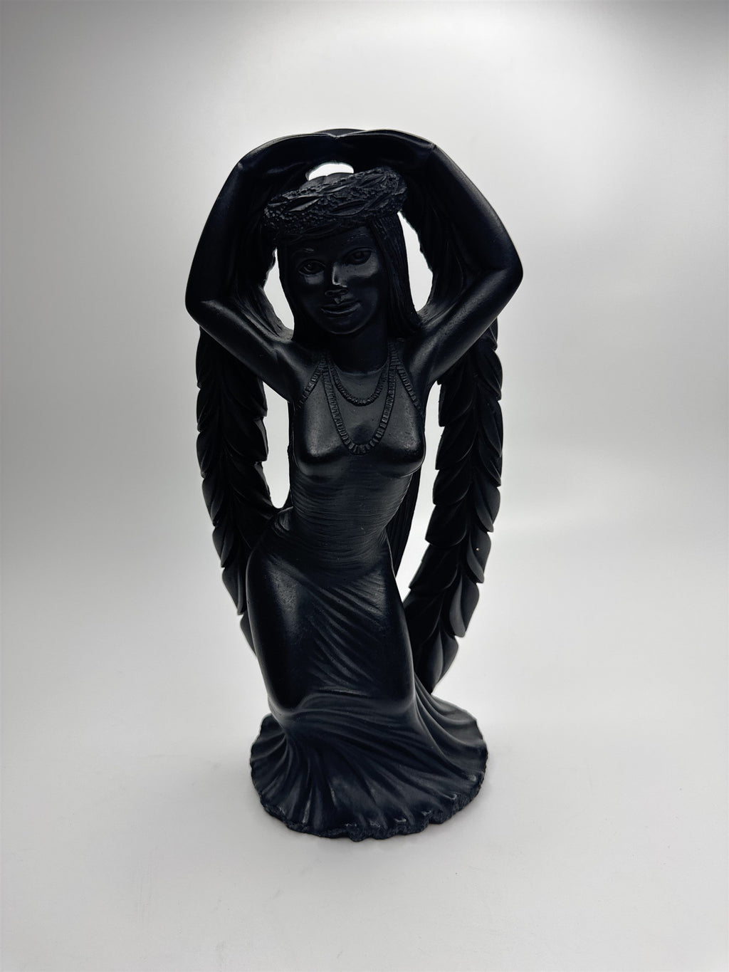 Hawaii Coco Joe's Maile Laka Hula Goddess Hapa Black Lava Resin Figurine Vintage