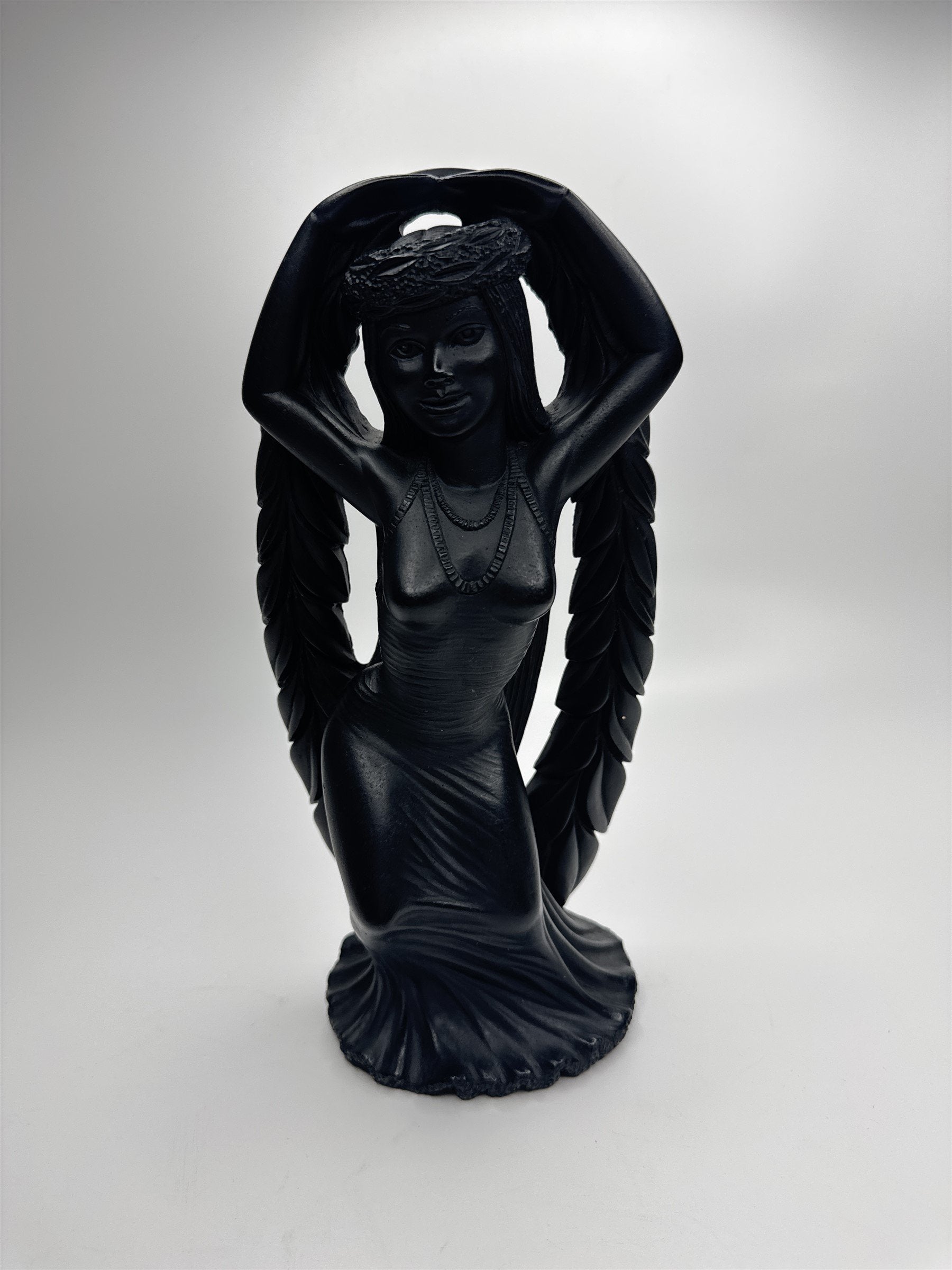 Hawaii Coco Joe's Maile Laka Hula Goddess Hapa Black Lava Resin Figurine Vintage