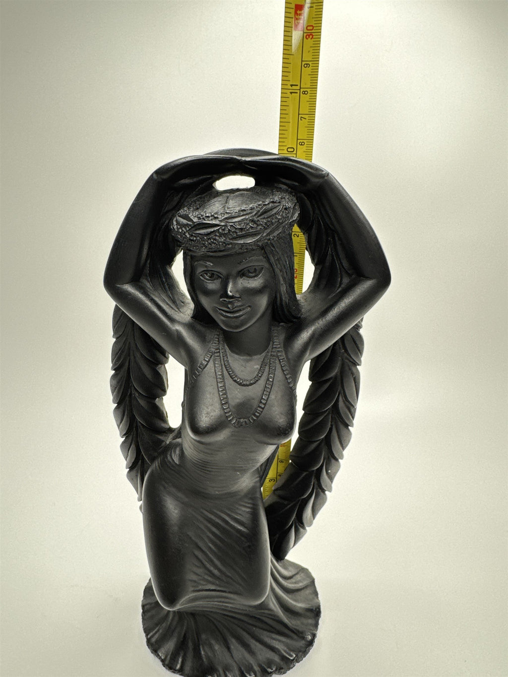 Hawaii Coco Joe's Maile Laka Hula Goddess Hapa Black Lava Resin Figurine Vintage