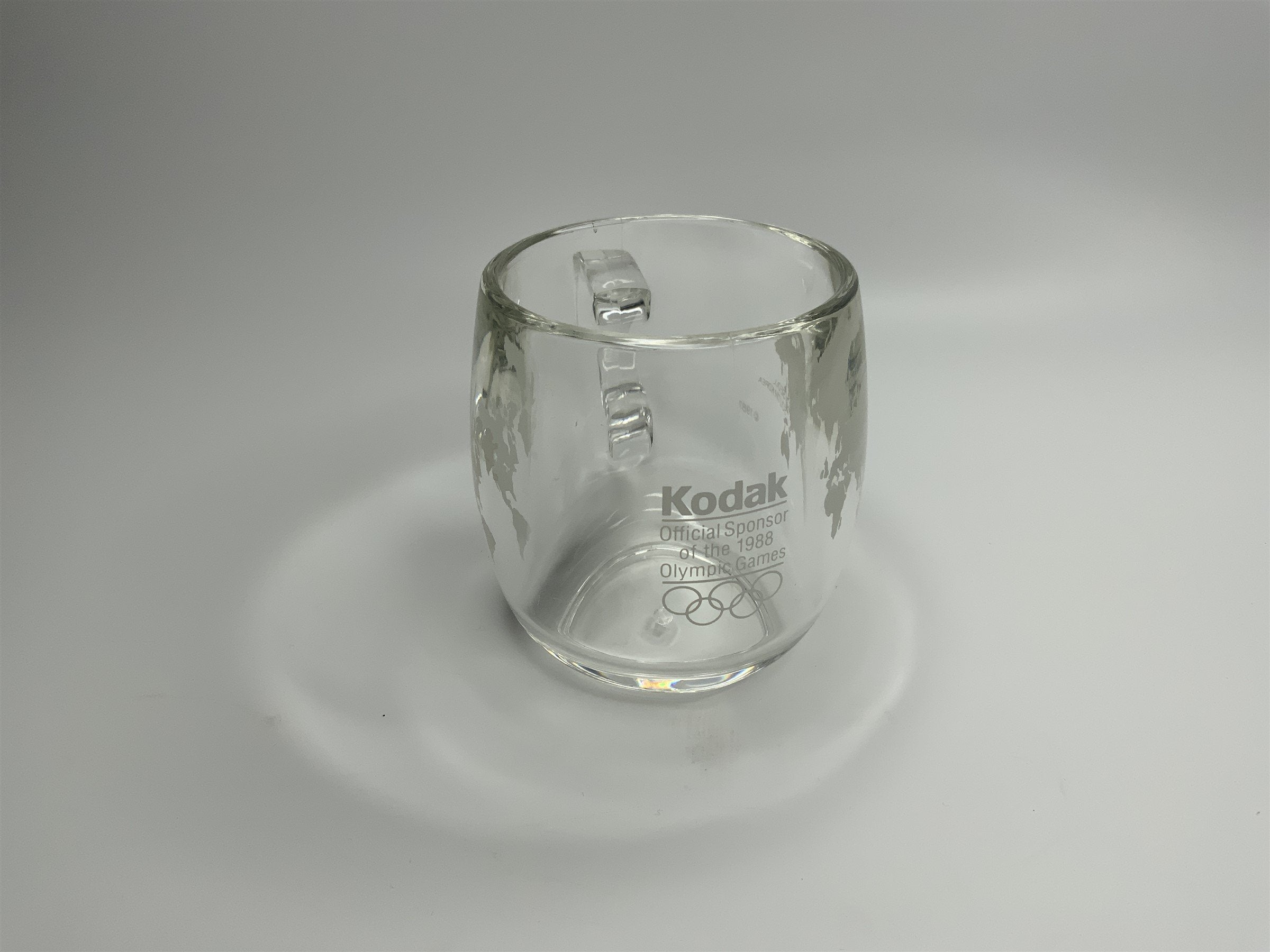 Vintage Kodak 1988 Olympic Games Clear Glass Mug Seoul South Korea Calgary CA