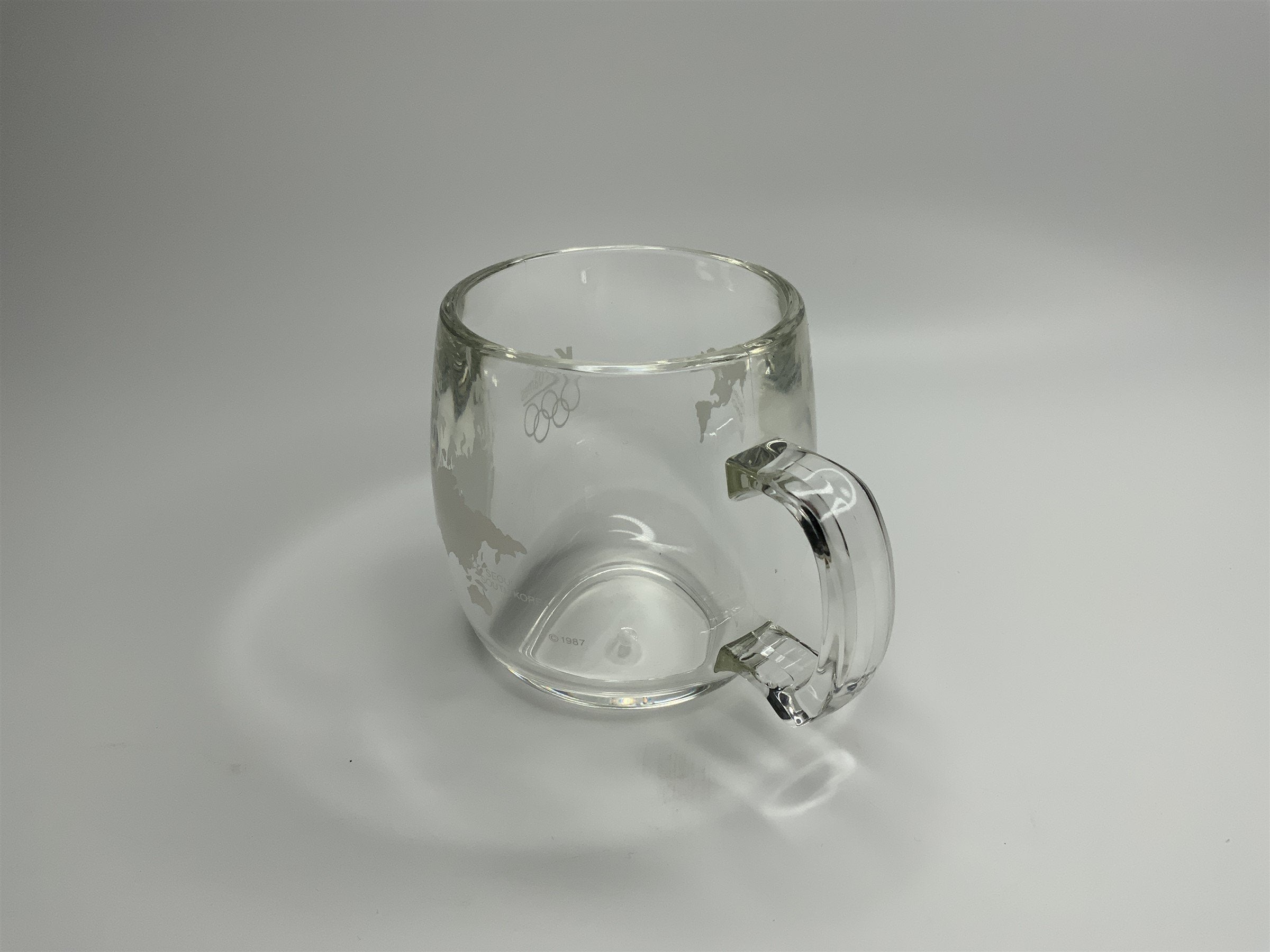 Vintage Kodak 1988 Olympic Games Clear Glass Mug Seoul South Korea Calgary CA