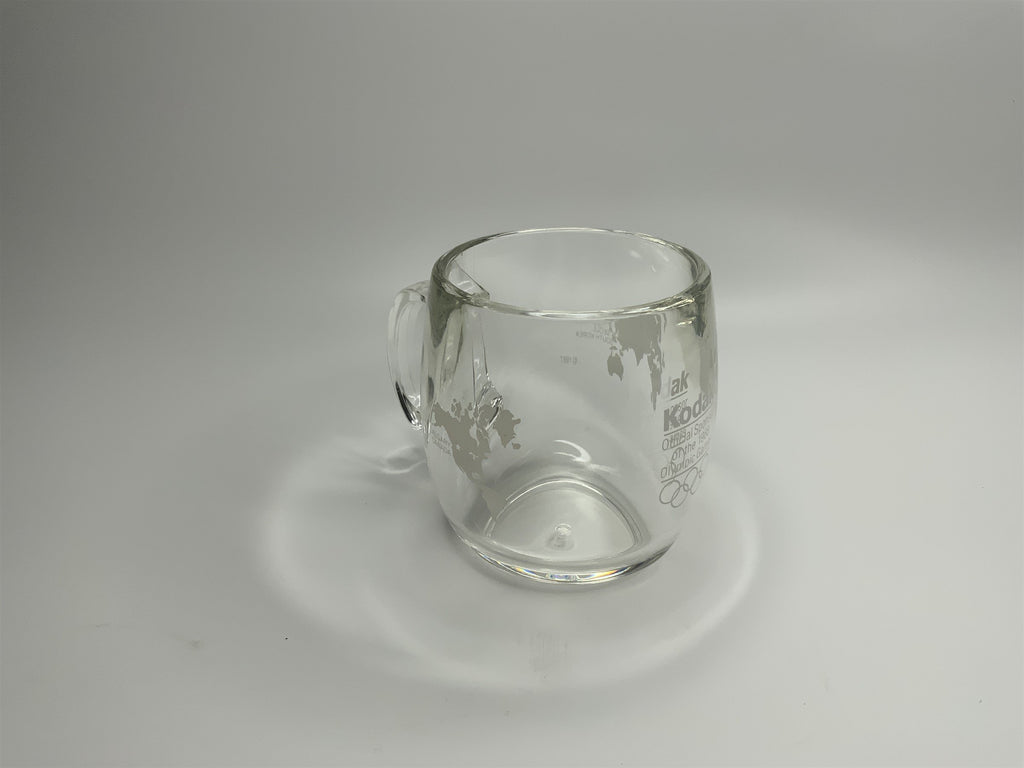 Vintage Kodak 1988 Olympic Games Clear Glass Mug Seoul South Korea Calgary CA