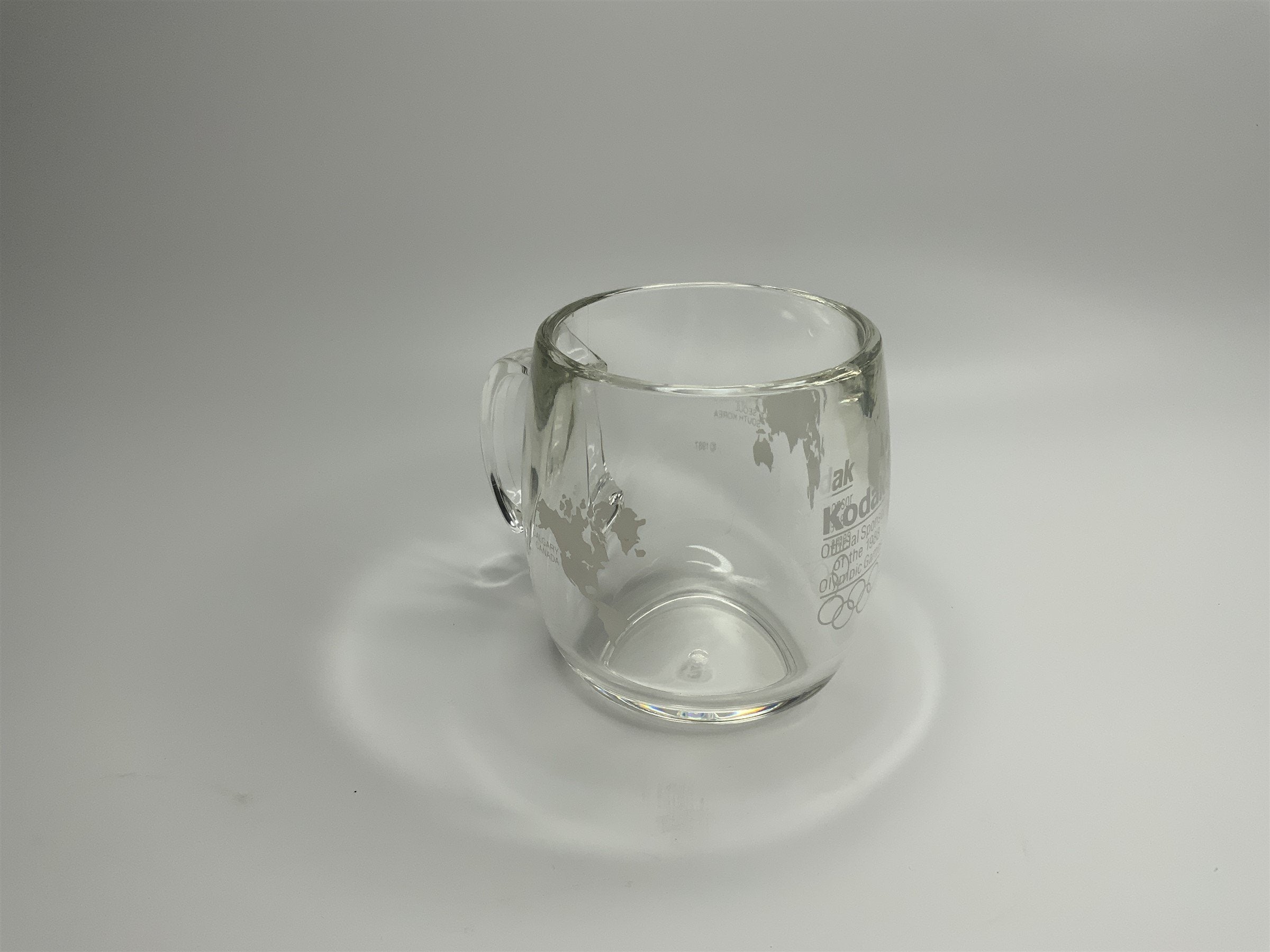 Vintage Kodak 1988 Olympic Games Clear Glass Mug Seoul South Korea Calgary CA