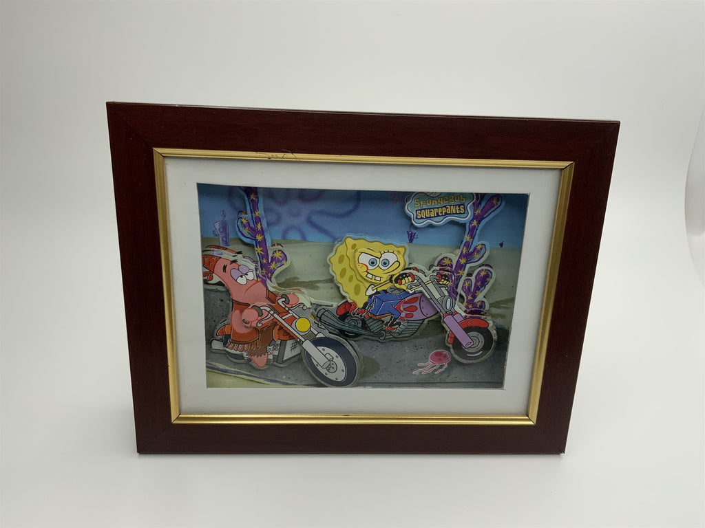 Vtg Spongebob Squarepants 3D Photo Frame Patrick Motorcycles Bikini Bottom Rare