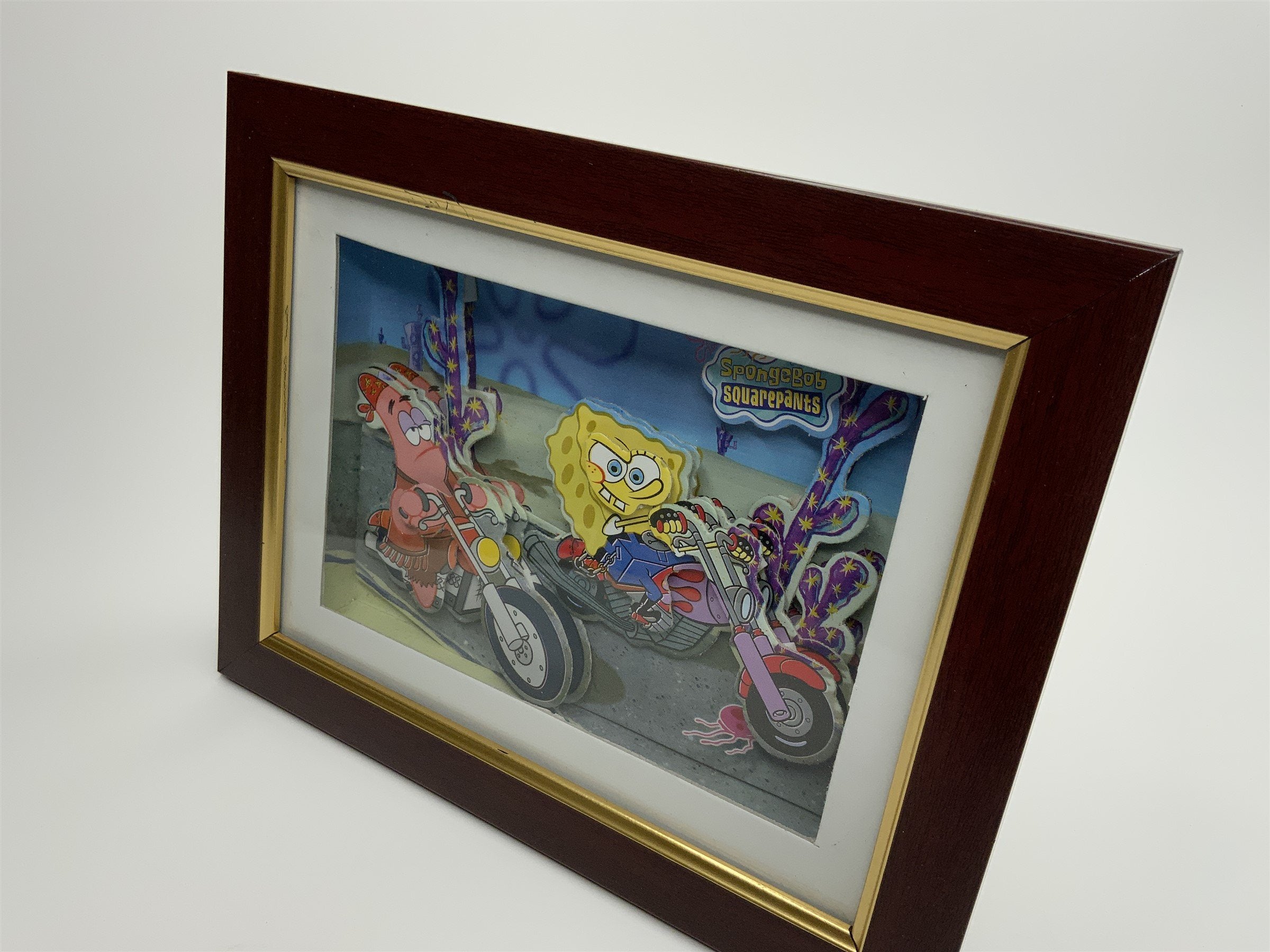 Vtg Spongebob Squarepants 3D Photo Frame Patrick Motorcycles Bikini Bottom Rare