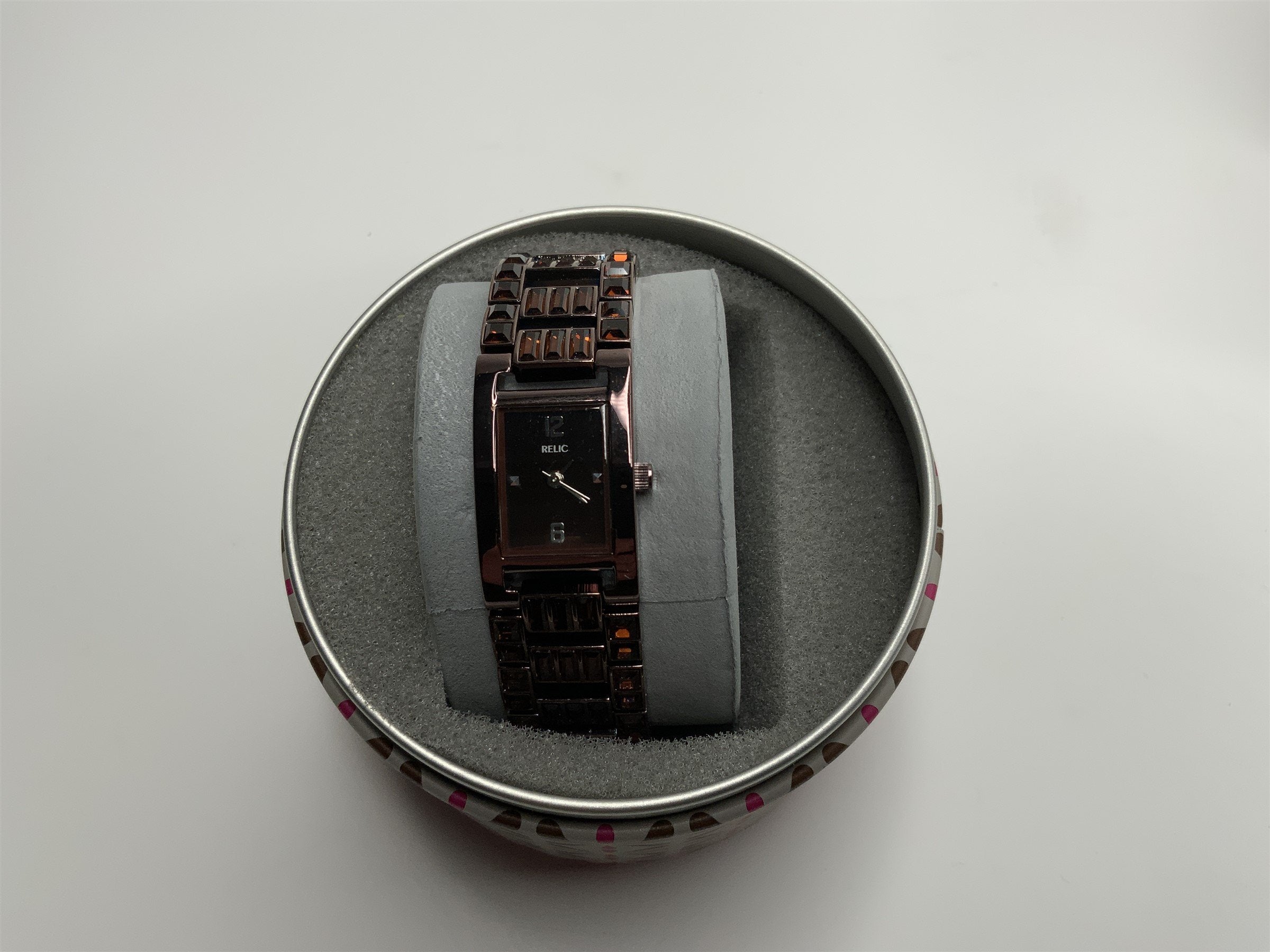 Relic Womens Swarovski Crystal Brown and Orange Stainless Steel Watch ZR33875