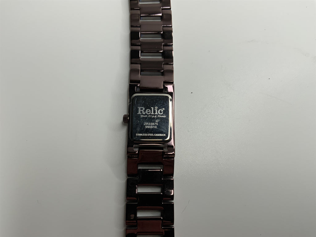 Relic Womens Swarovski Crystal Brown and Orange Stainless Steel Watch ZR33875
