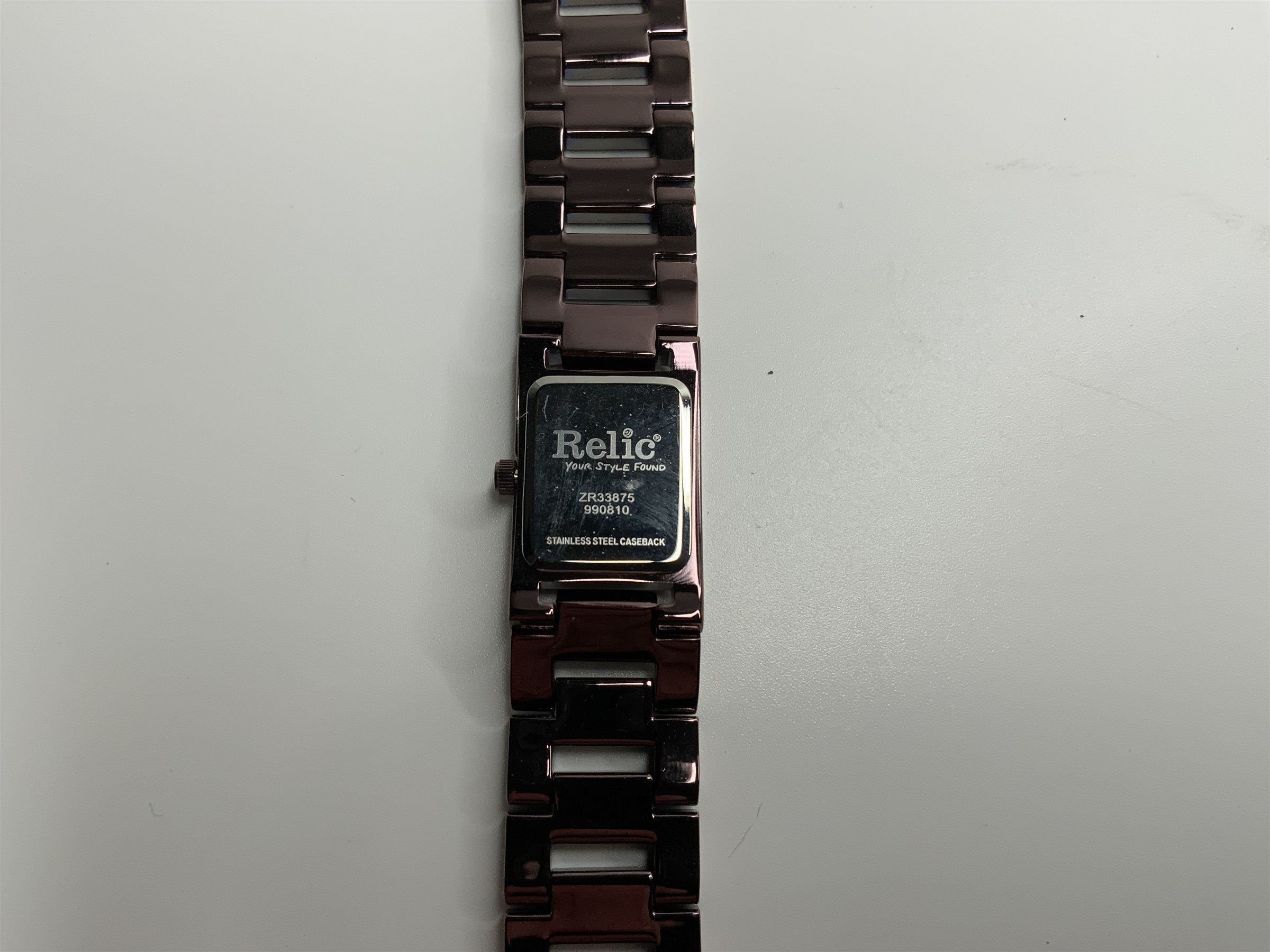 Relic Womens Swarovski Crystal Brown and Orange Stainless Steel Watch ZR33875