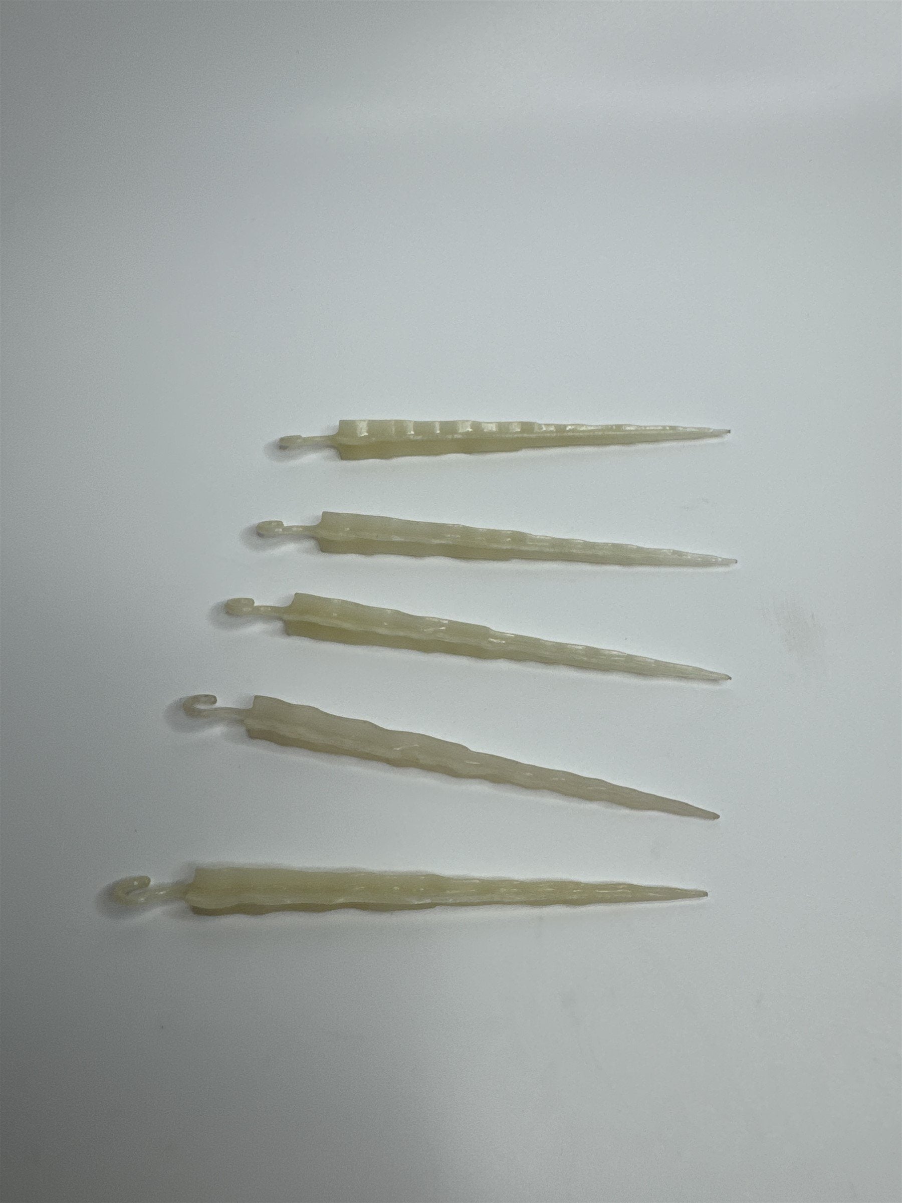 Set of 5 MCM Cream Colored Off White Winter Icicles Icicle Ornaments Vintage
