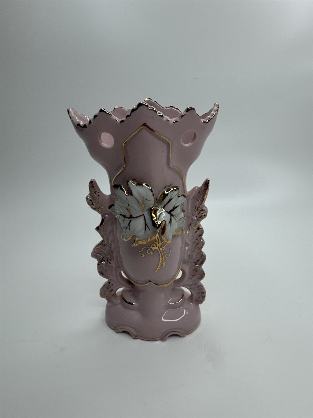 Vintage 5-3/4" Pink Ornate Gold Embellished Bud Vase Bond Ulare L&M