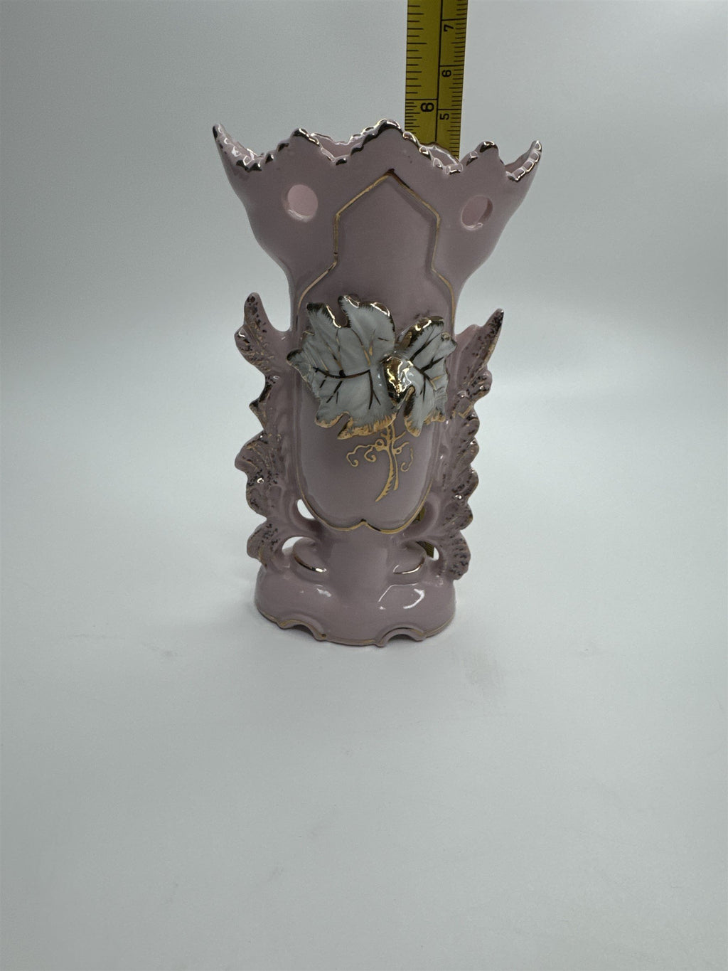 Vintage 5-3/4" Pink Ornate Gold Embellished Bud Vase Bond Ulare L&M