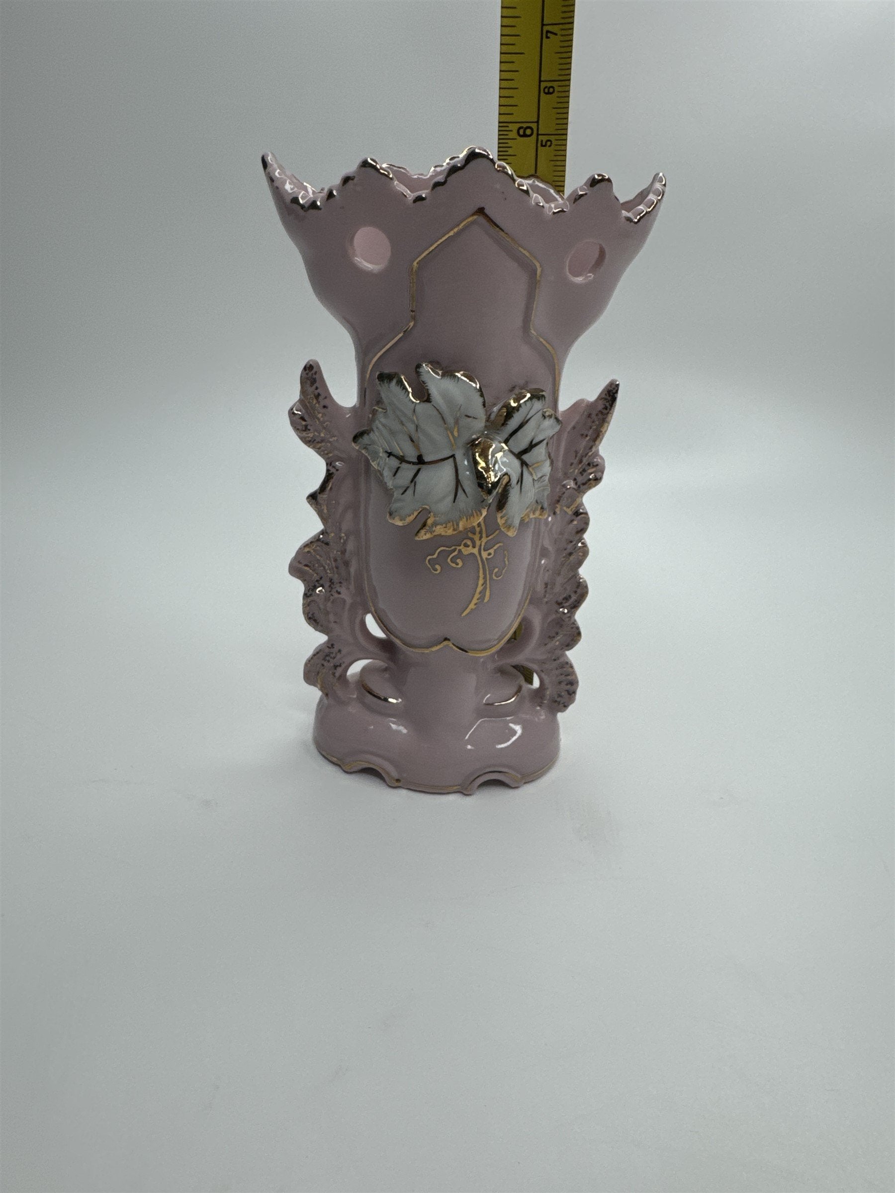 Vintage 5-3/4" Pink Ornate Gold Embellished Bud Vase Bond Ulare L&M
