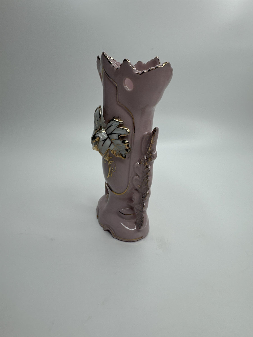 Vintage 5-3/4" Pink Ornate Gold Embellished Bud Vase Bond Ulare L&M