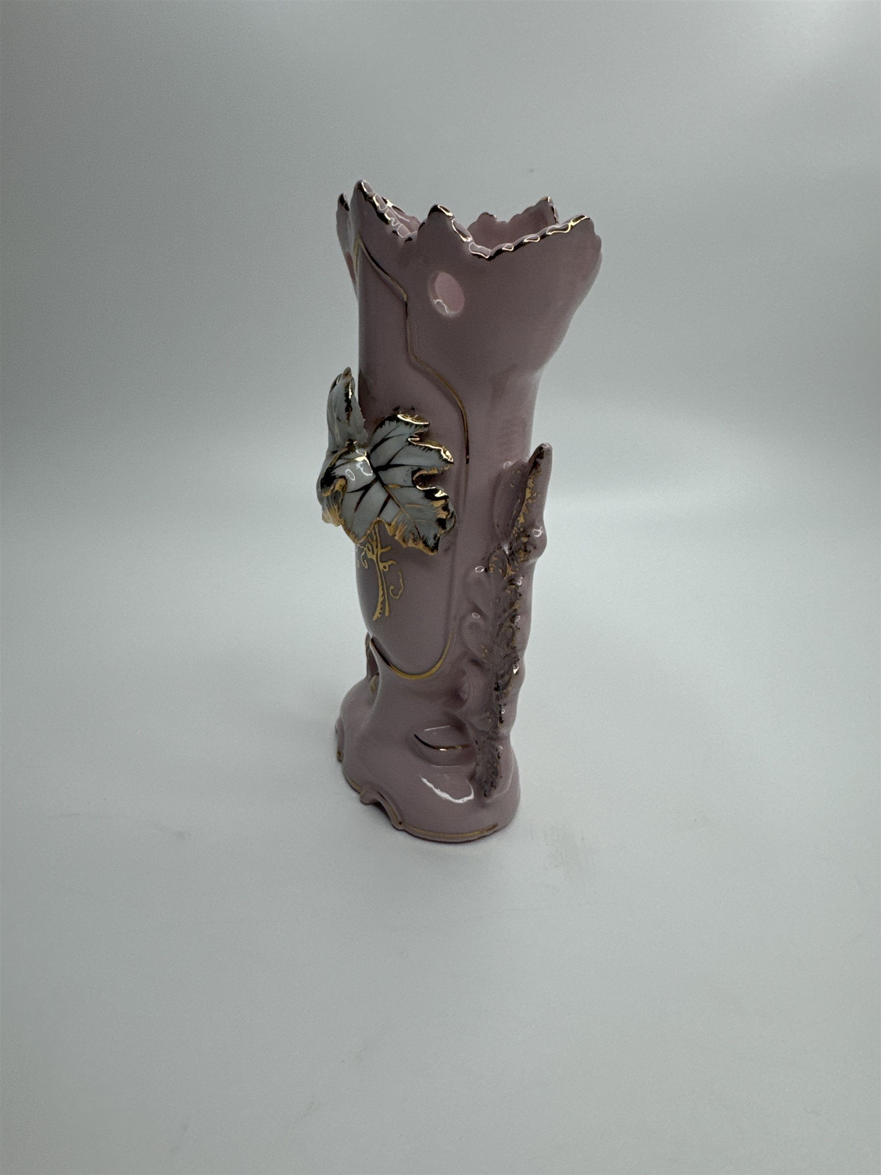 Vintage 5-3/4" Pink Ornate Gold Embellished Bud Vase Bond Ulare L&M