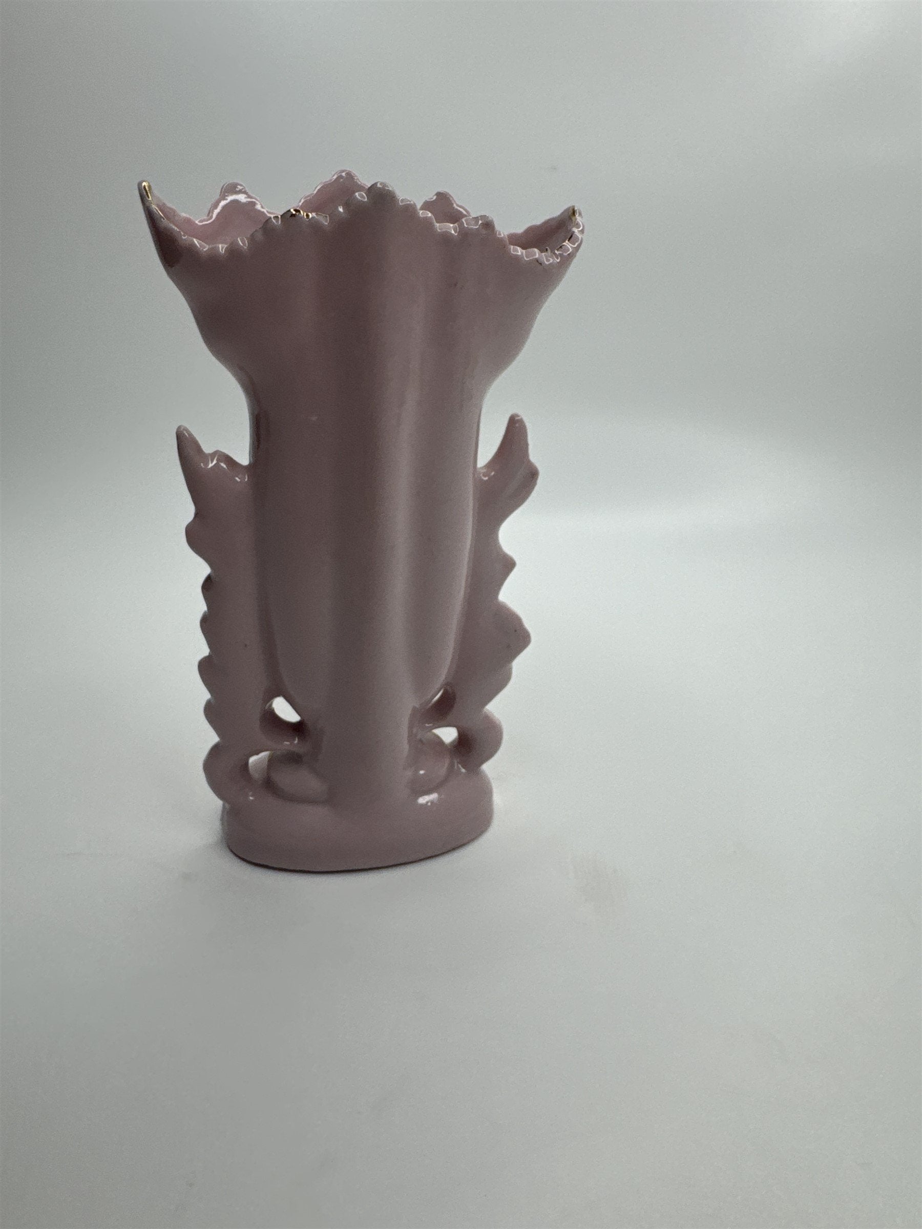 Vintage 5-3/4" Pink Ornate Gold Embellished Bud Vase Bond Ulare L&M
