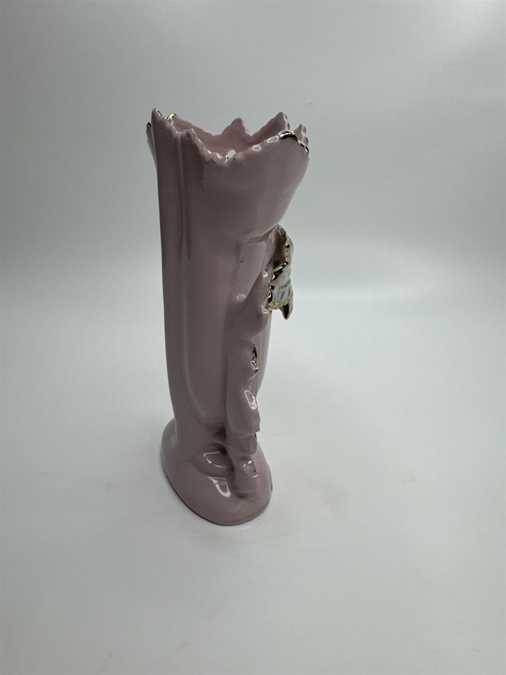 Vintage 5-3/4" Pink Ornate Gold Embellished Bud Vase Bond Ulare L&M