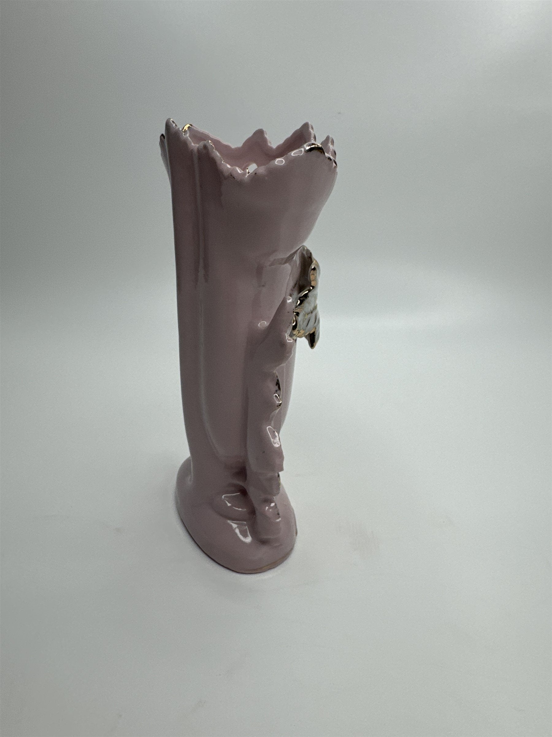 Vintage 5-3/4" Pink Ornate Gold Embellished Bud Vase Bond Ulare L&M