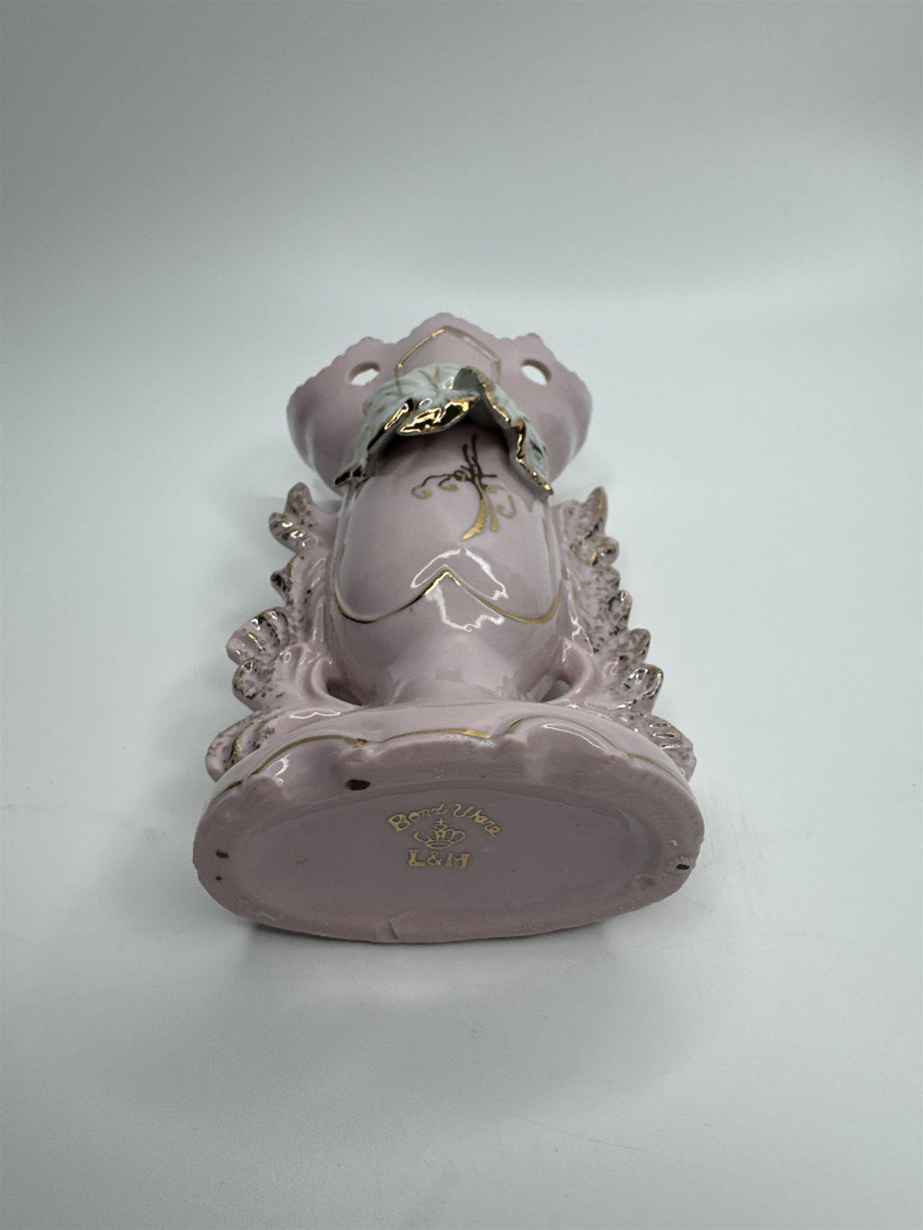 Vintage 5-3/4" Pink Ornate Gold Embellished Bud Vase Bond Ulare L&M