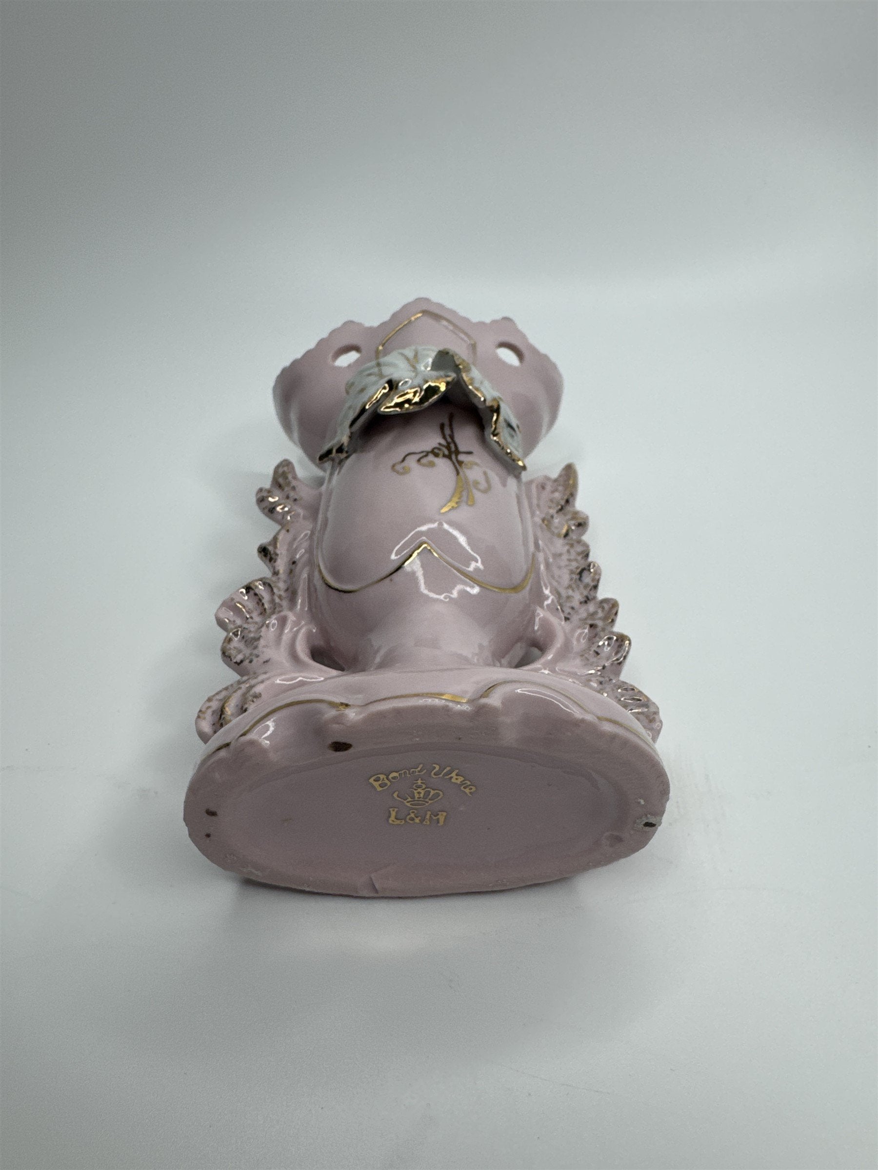 Vintage 5-3/4" Pink Ornate Gold Embellished Bud Vase Bond Ulare L&M