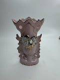Vintage 5-3/4" Pink Ornate Gold Embellished Bud Vase Bond Ulare L&M