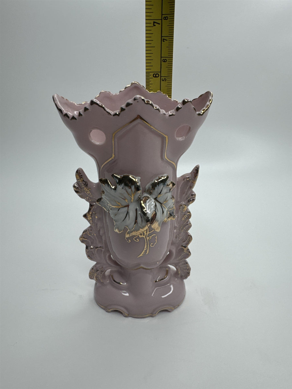 Vintage 5-3/4" Pink Ornate Gold Embellished Bud Vase Bond Ulare L&M