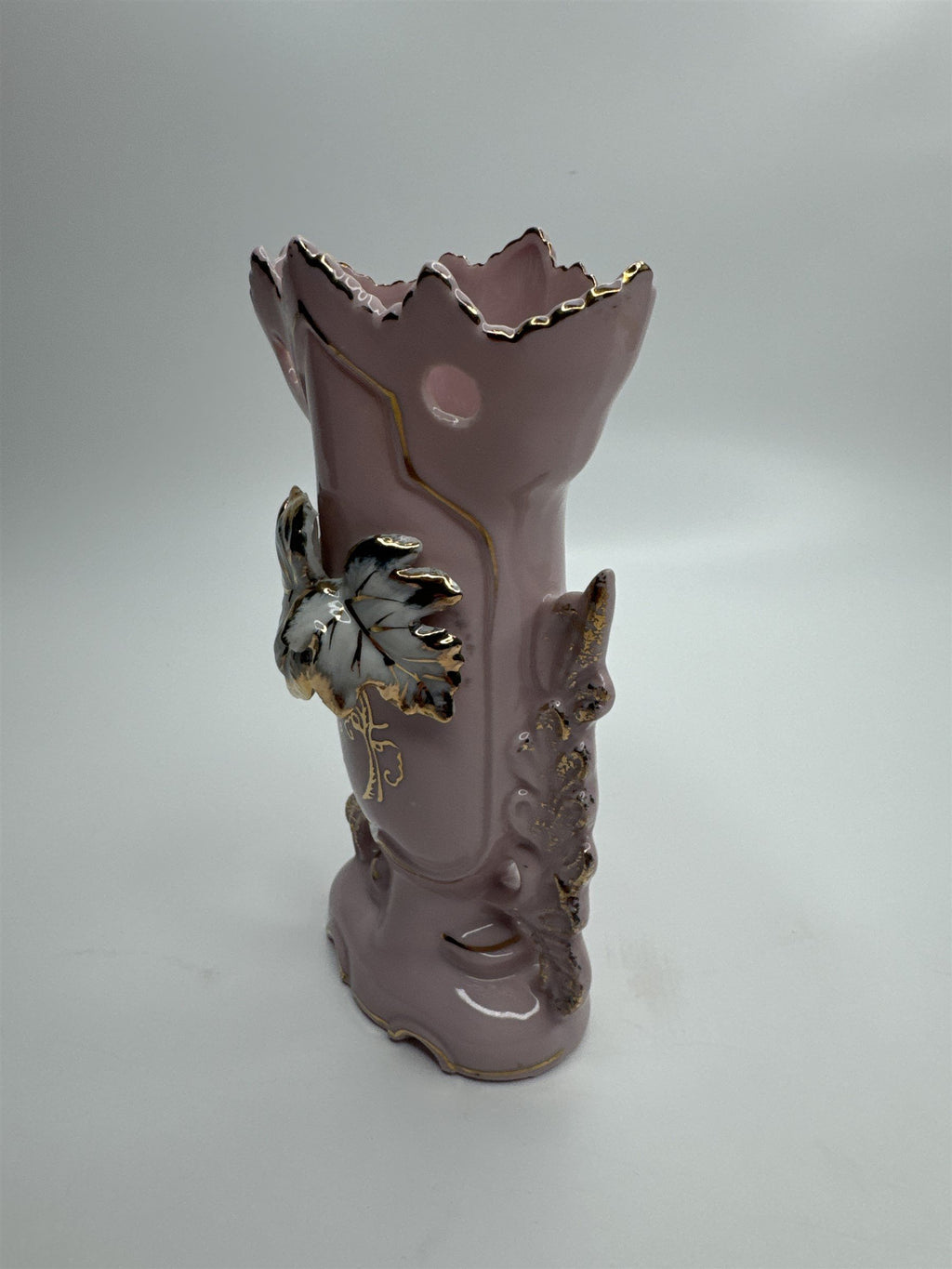 Vintage 5-3/4" Pink Ornate Gold Embellished Bud Vase Bond Ulare L&M