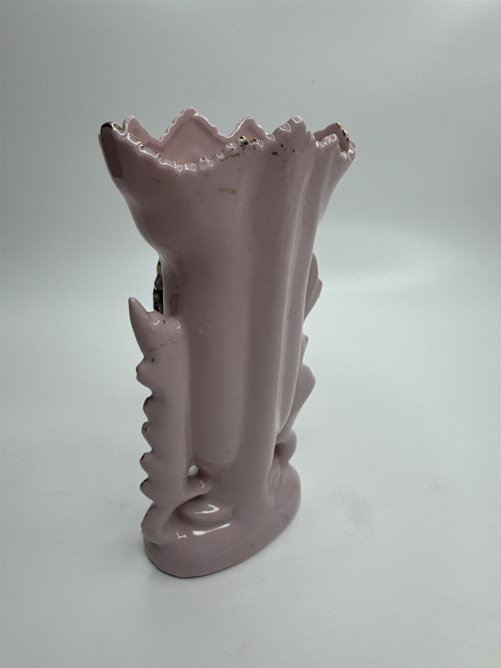 Vintage 5-3/4" Pink Ornate Gold Embellished Bud Vase Bond Ulare L&M