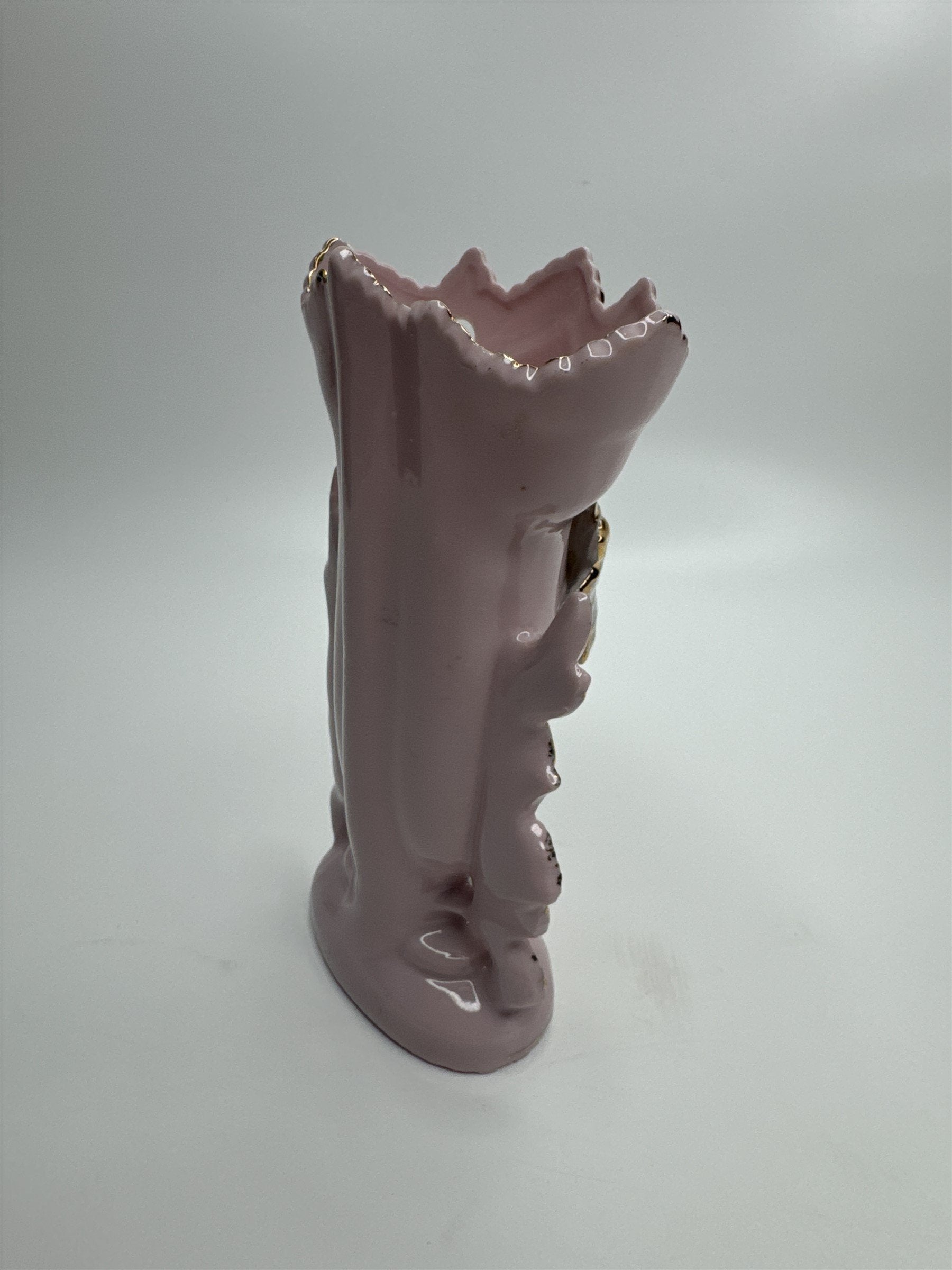 Vintage 5-3/4" Pink Ornate Gold Embellished Bud Vase Bond Ulare L&M