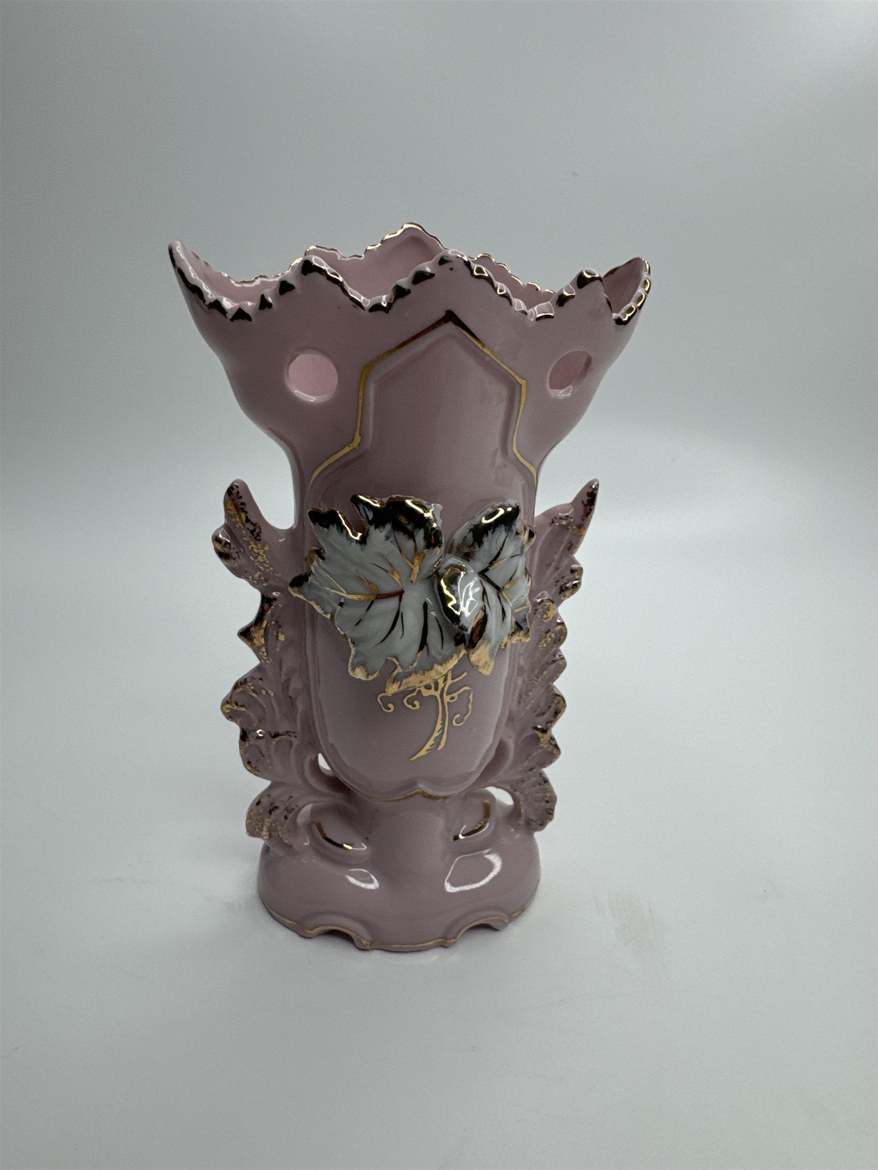 Vintage 5-3/4" Pink Ornate Gold Embellished Bud Vase Bond Ulare L&M