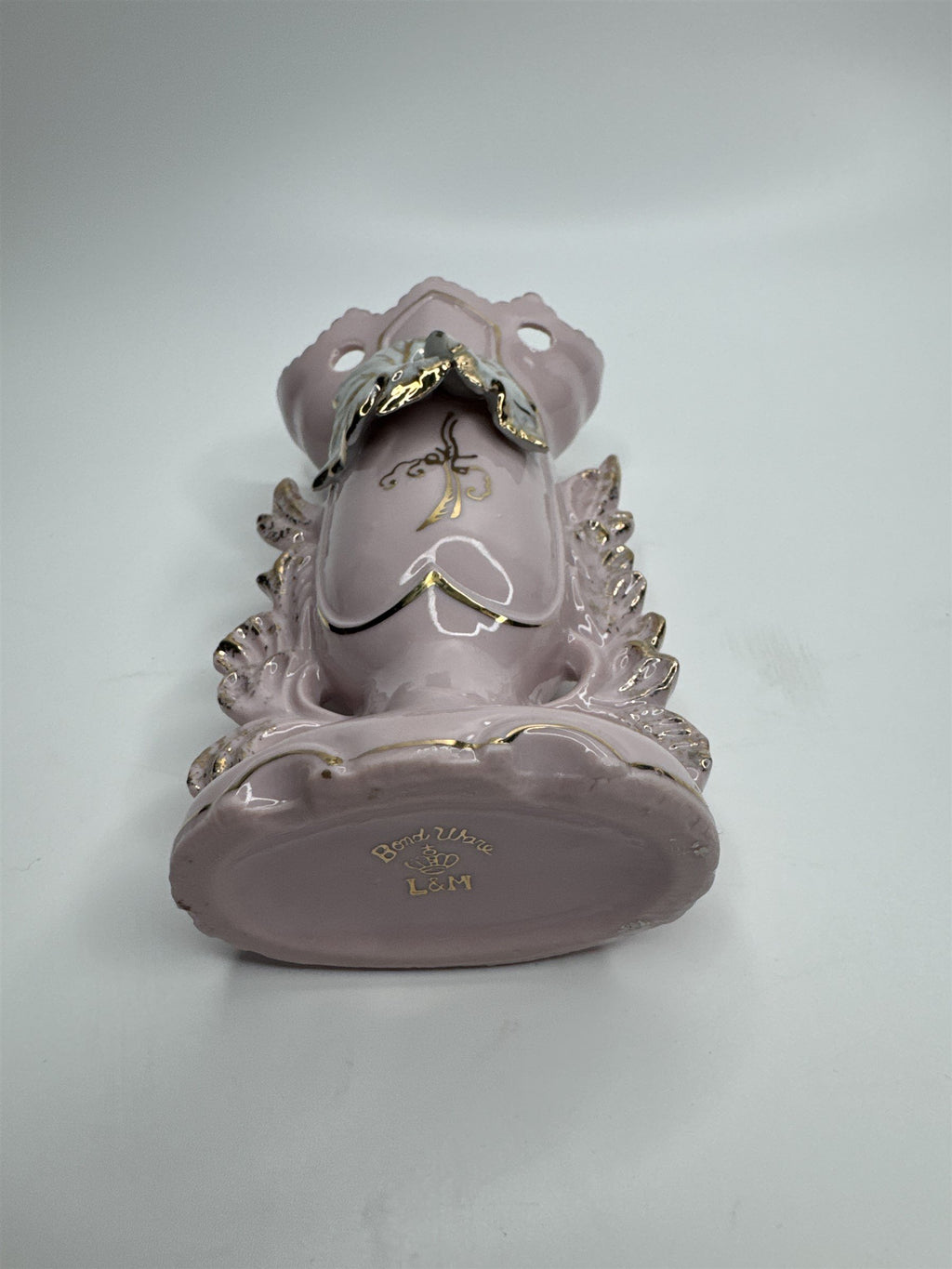 Vintage 5-3/4" Pink Ornate Gold Embellished Bud Vase Bond Ulare L&M