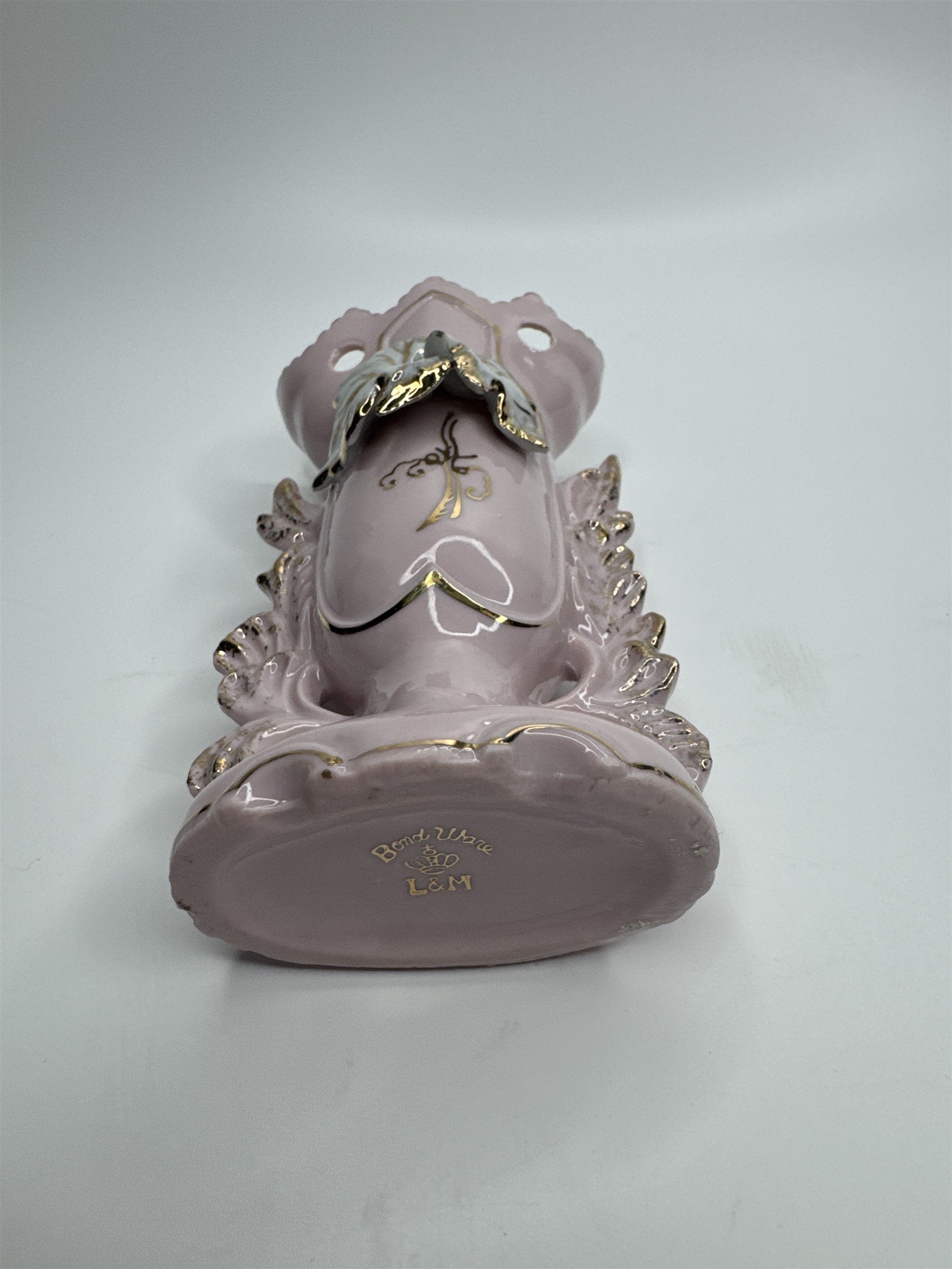 Vintage 5-3/4" Pink Ornate Gold Embellished Bud Vase Bond Ulare L&M