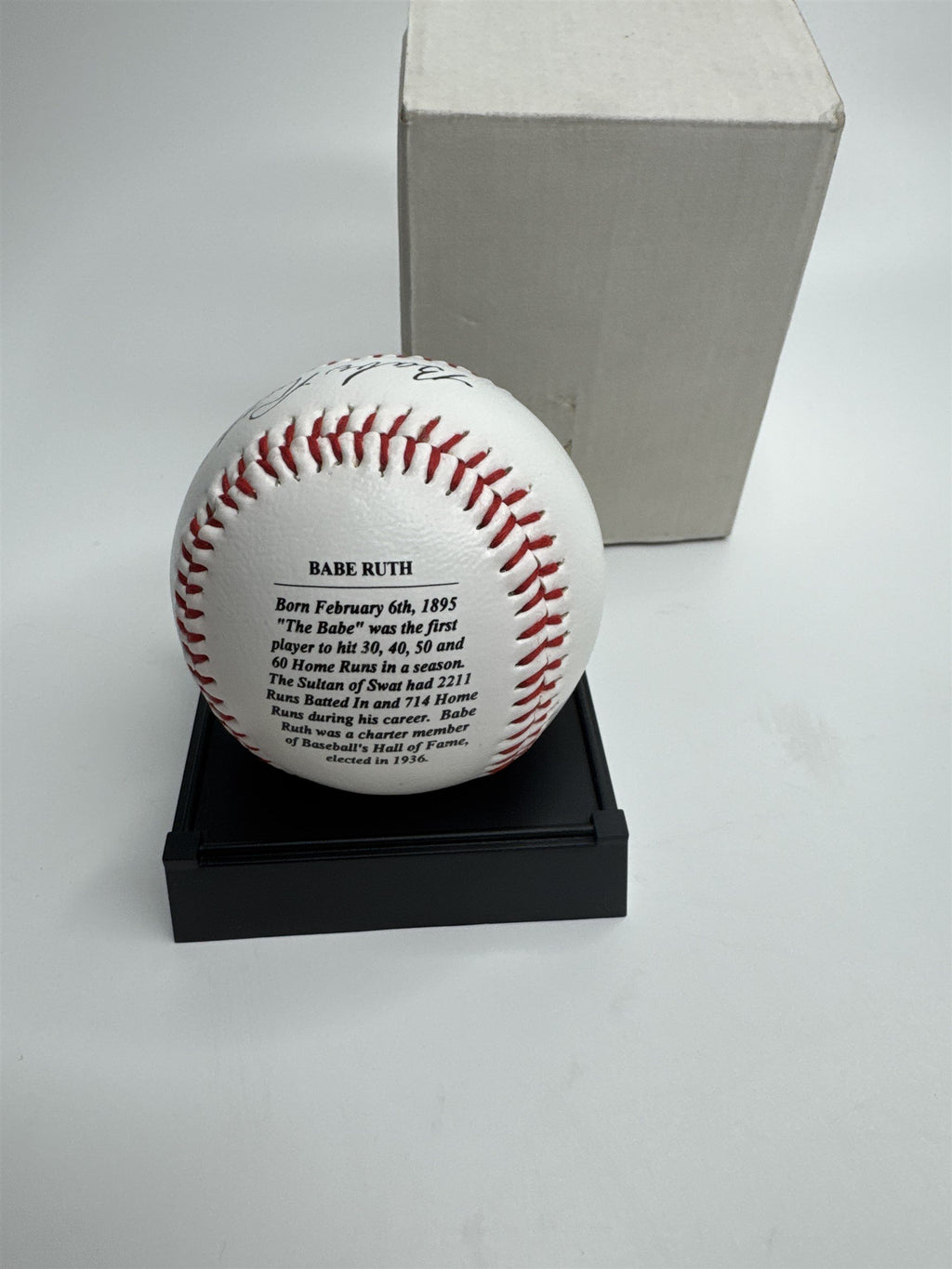 NOS Babe Ruth Autographed Baseball Reproduction Gift /w Display Stand