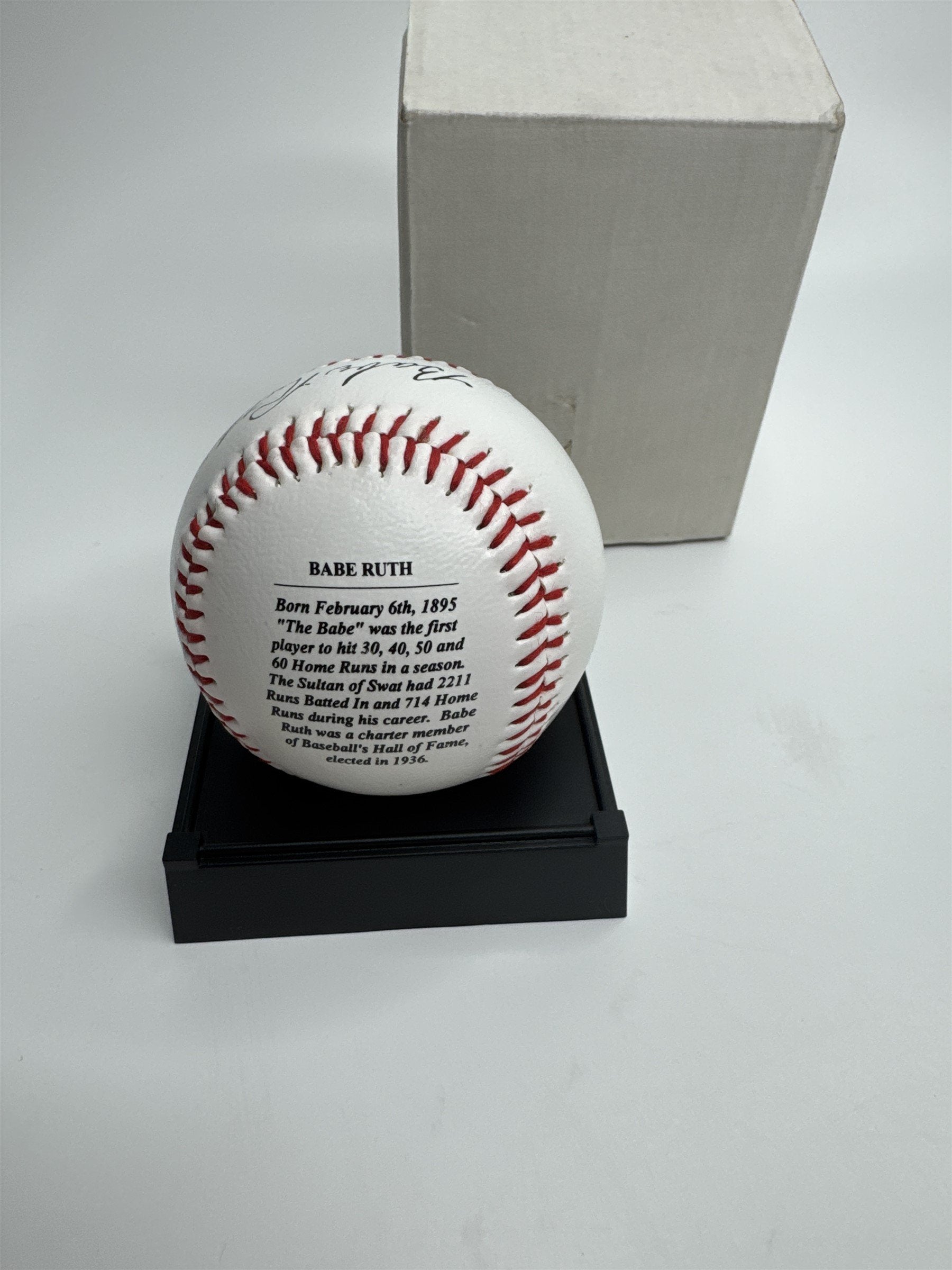NOS Babe Ruth Autographed Baseball Reproduction Gift /w Display Stand