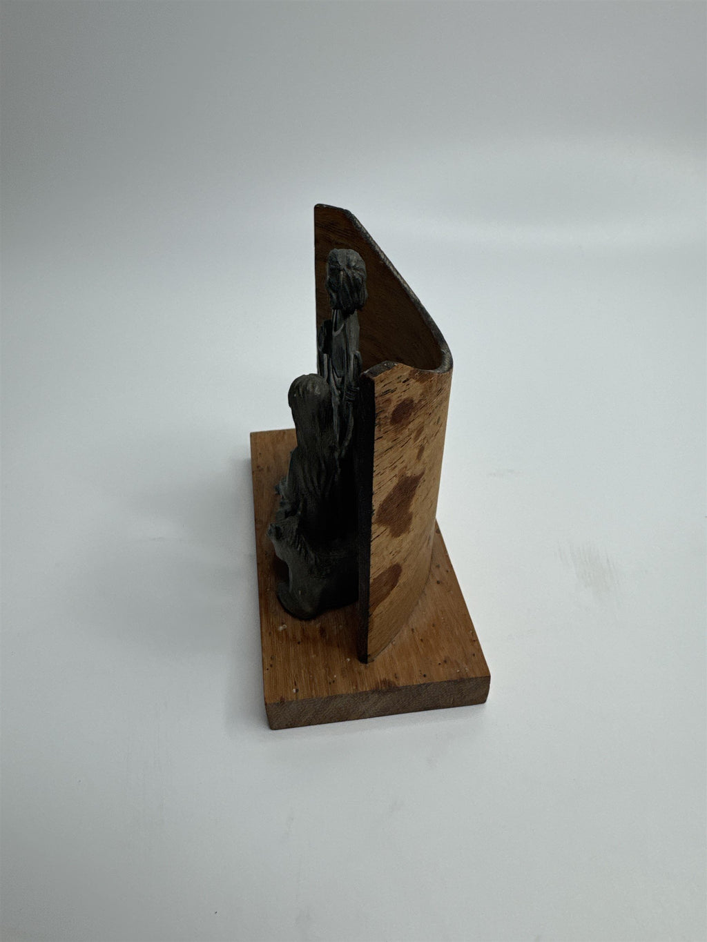 Peltro Italy Wooden and Lead Metal Miniature Nativity Scene Cross Display Set