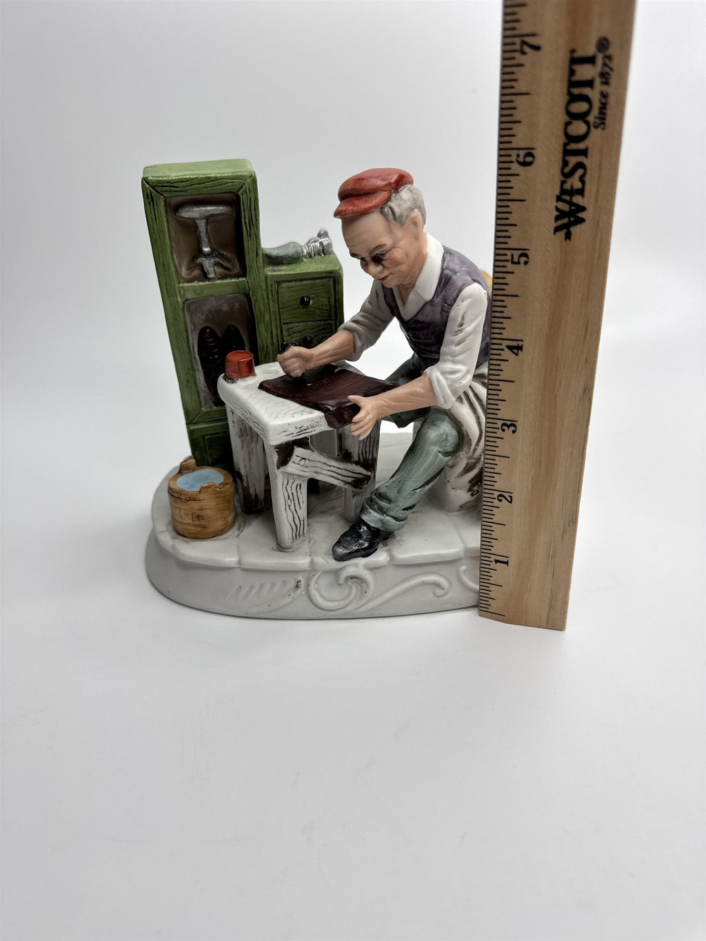 Vintage JAPAN Cobbler Shoe Repair Man Tanner Leatherworker Ceramic Figurine EUC