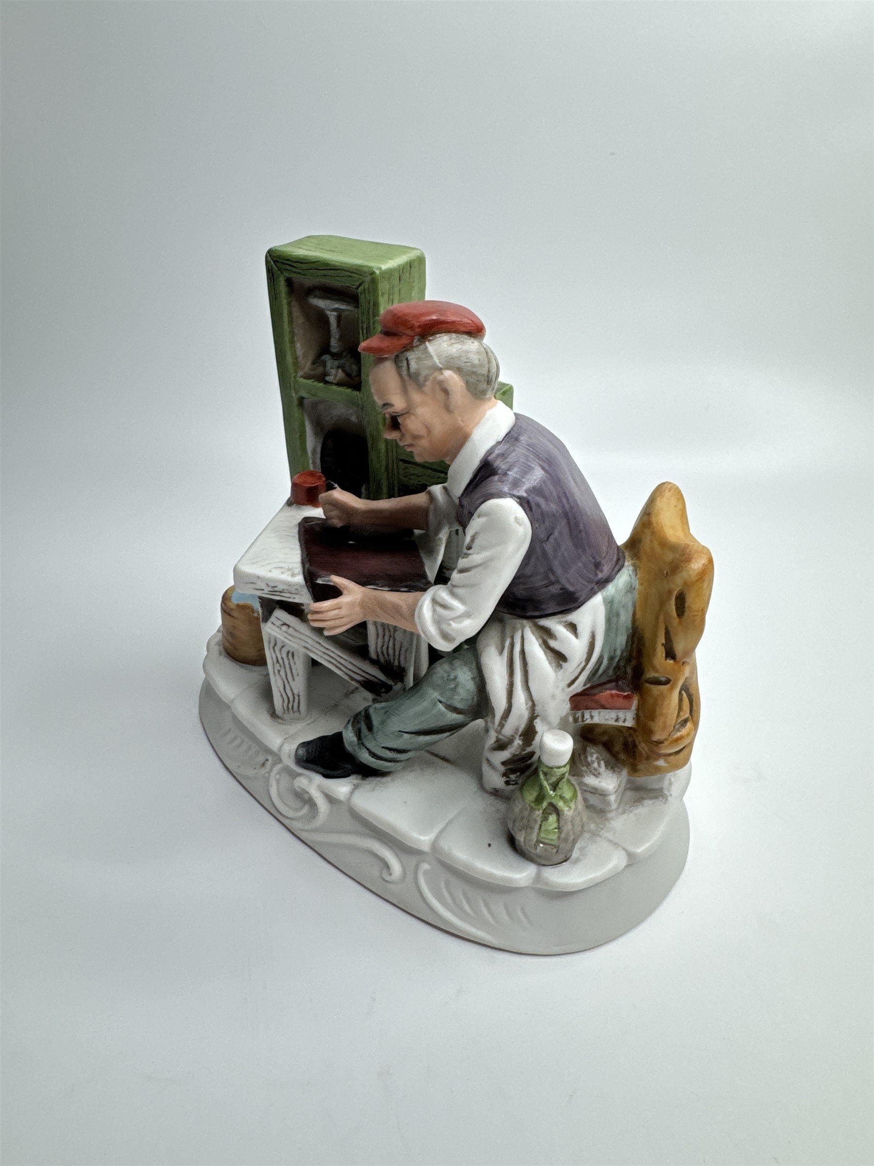 Vintage JAPAN Cobbler Shoe Repair Man Tanner Leatherworker Ceramic Figurine EUC