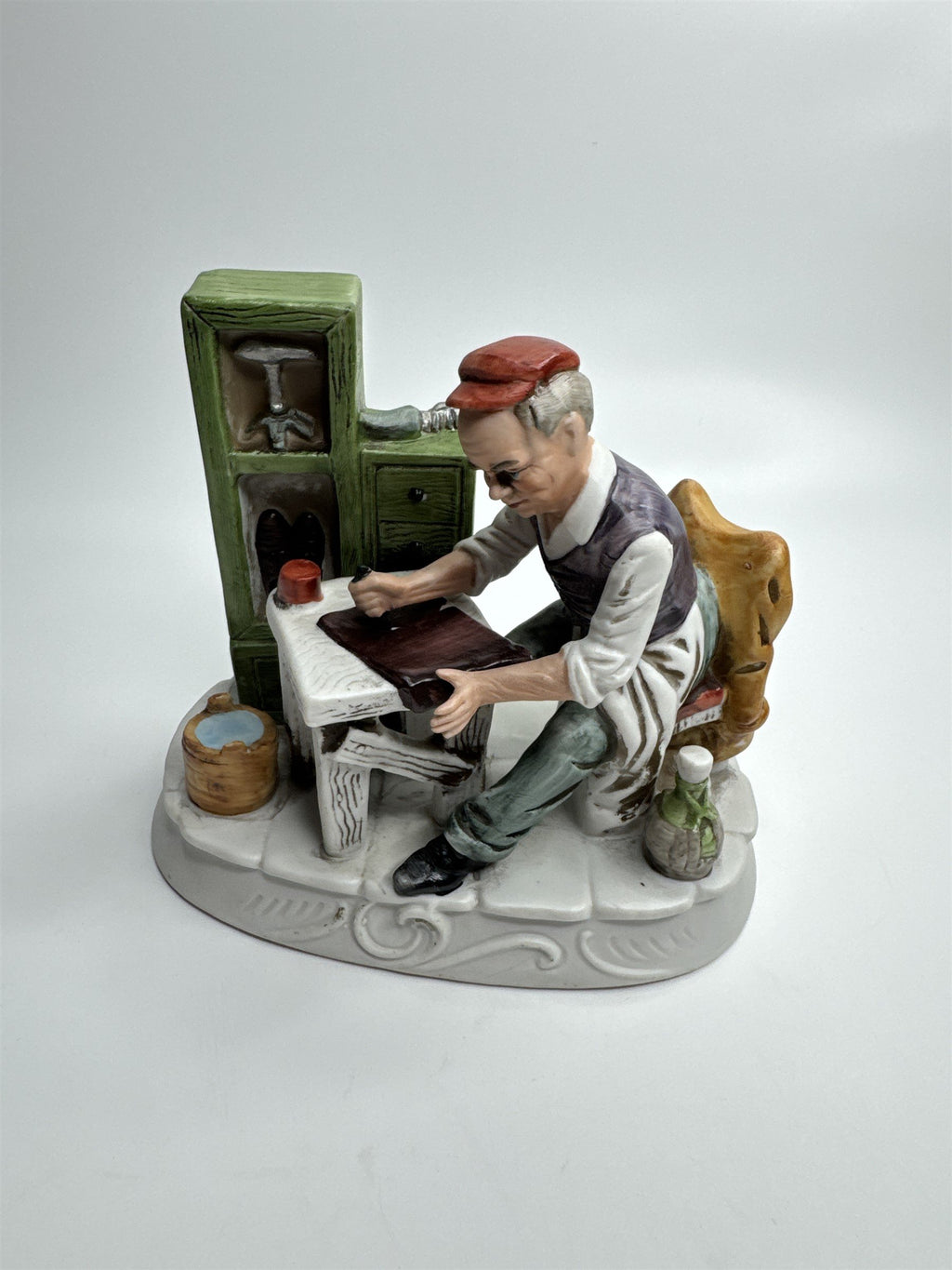 Vintage JAPAN Cobbler Shoe Repair Man Tanner Leatherworker Ceramic Figurine EUC