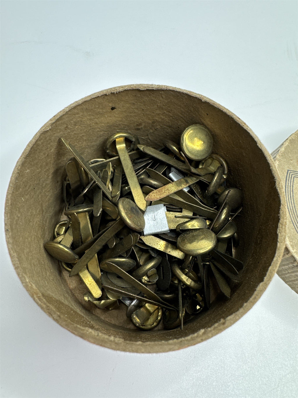 Vintage Speed Brass Rustproof USA No 4 Round Head Paper Fasteners /w Packaging