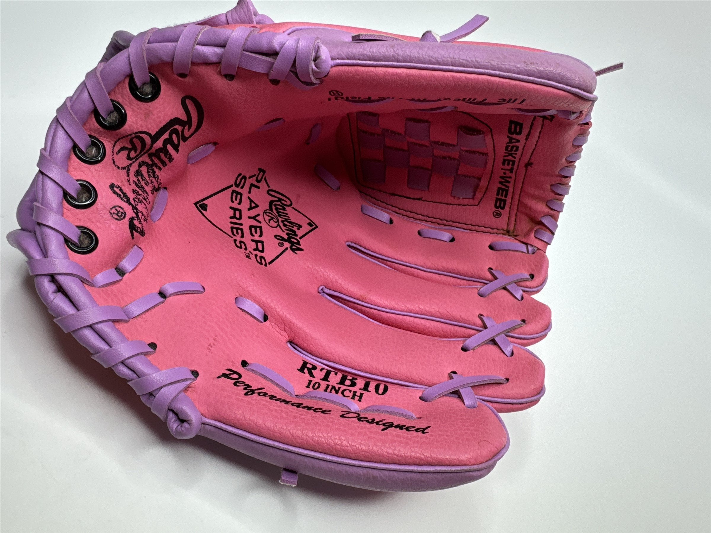 Vintage Rawlings RTB10 10 Inch Pink and Purple Baseball Glove