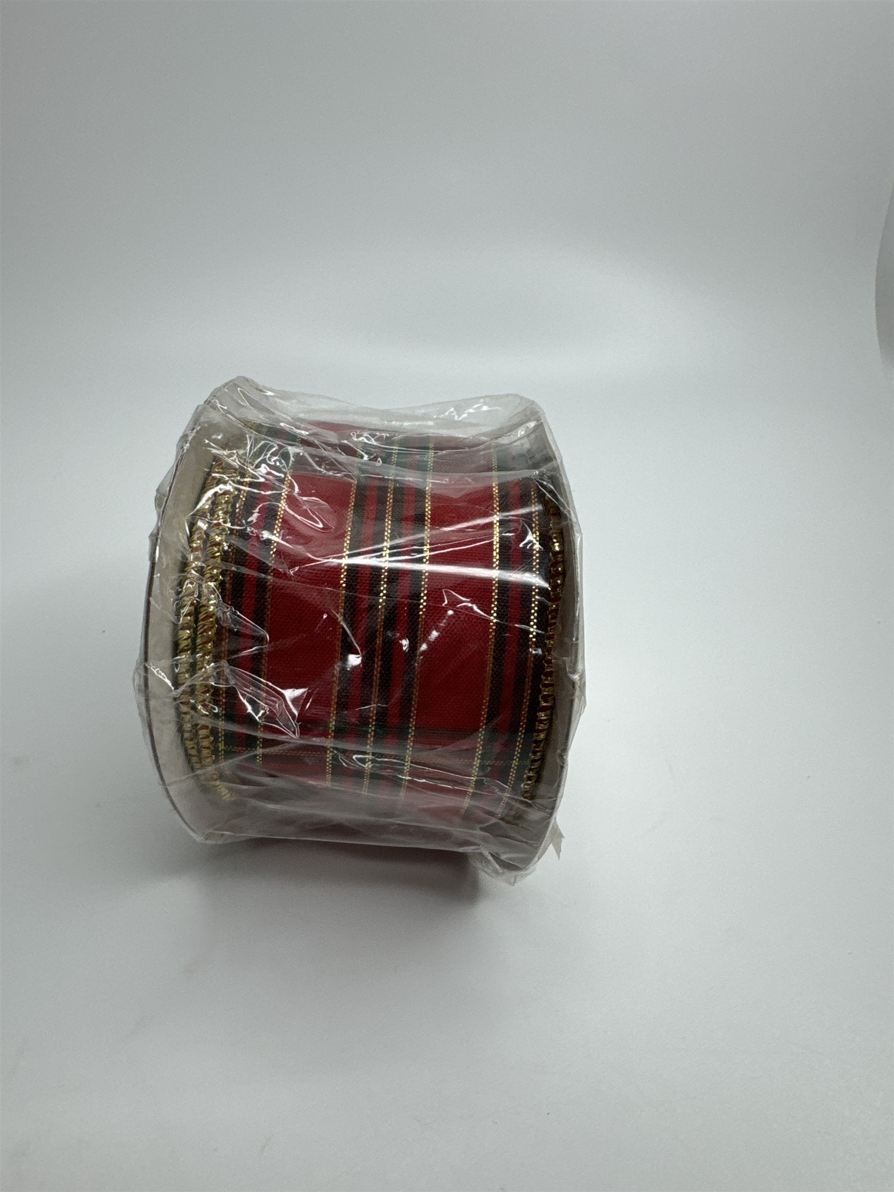 Vintage Home Interiors and Gifts #1910 2-1/2" x 10 Yds Ribbon Plaid Gold Holiday