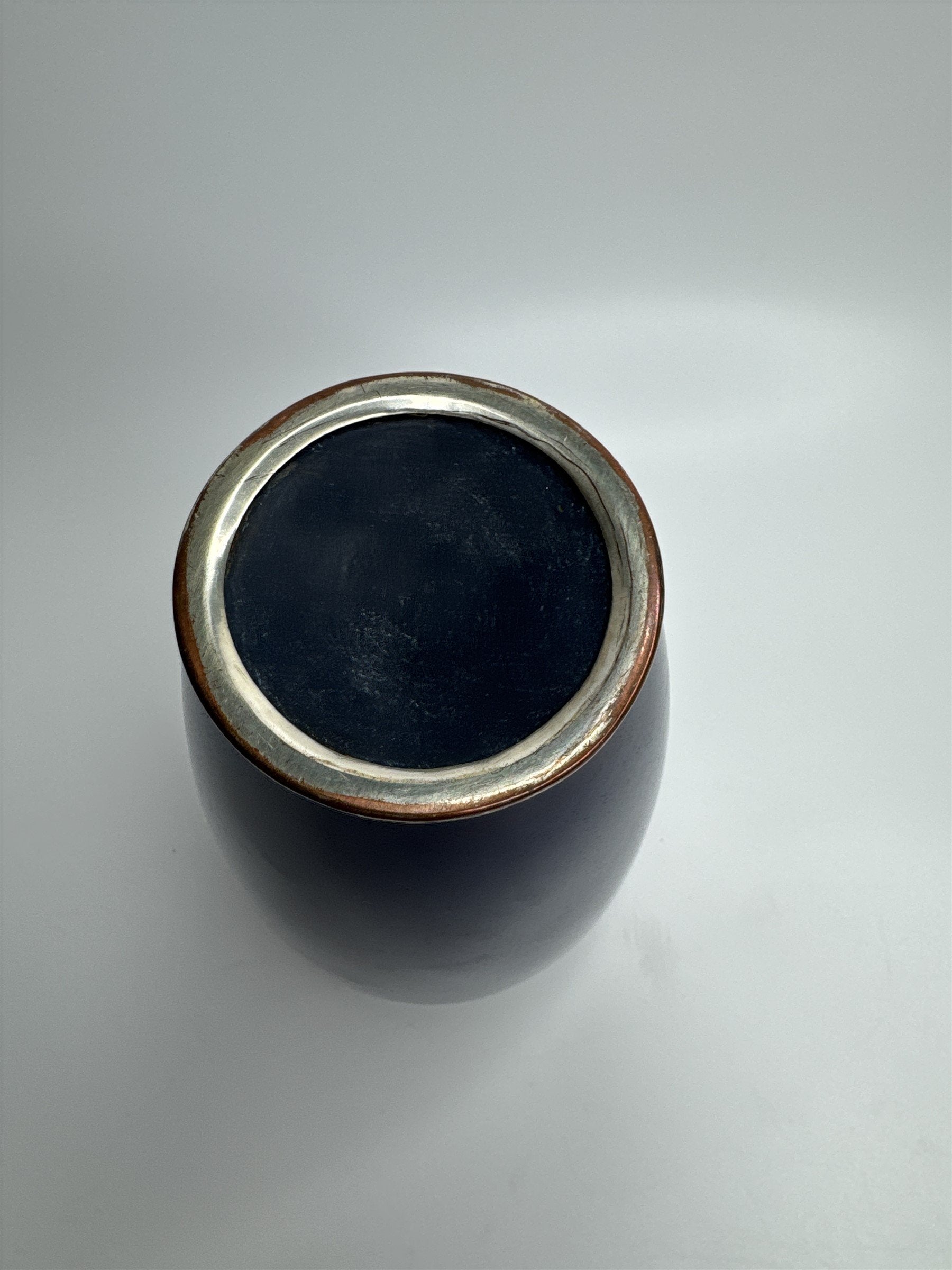 Sato Japanese Cloisonne Vase Deep Blue Cherry Blossom Gold Trim 7-1/4"