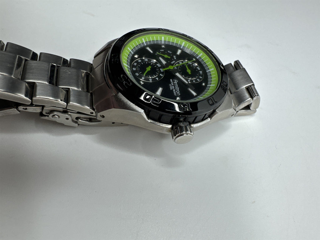 Armitron Mens Water-Resistant 165 Ft Stainless Steel Calendar Watch Lime Green