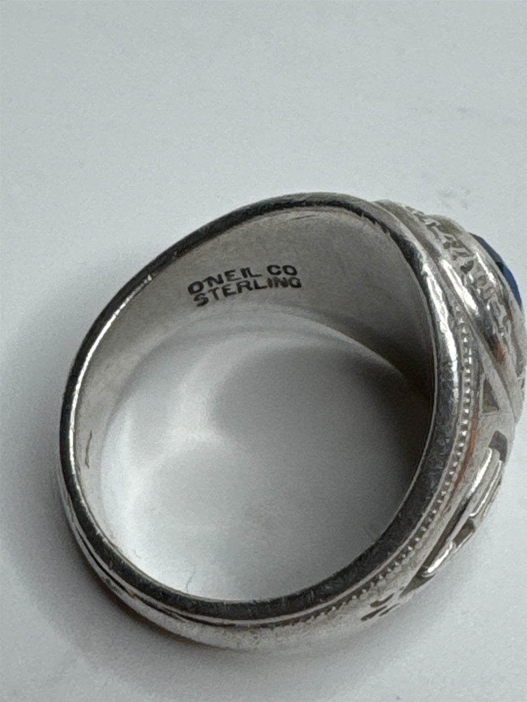 1965 Holy Trinity High School Sterling Silver Sapphire Blue Class Ring 8.25
