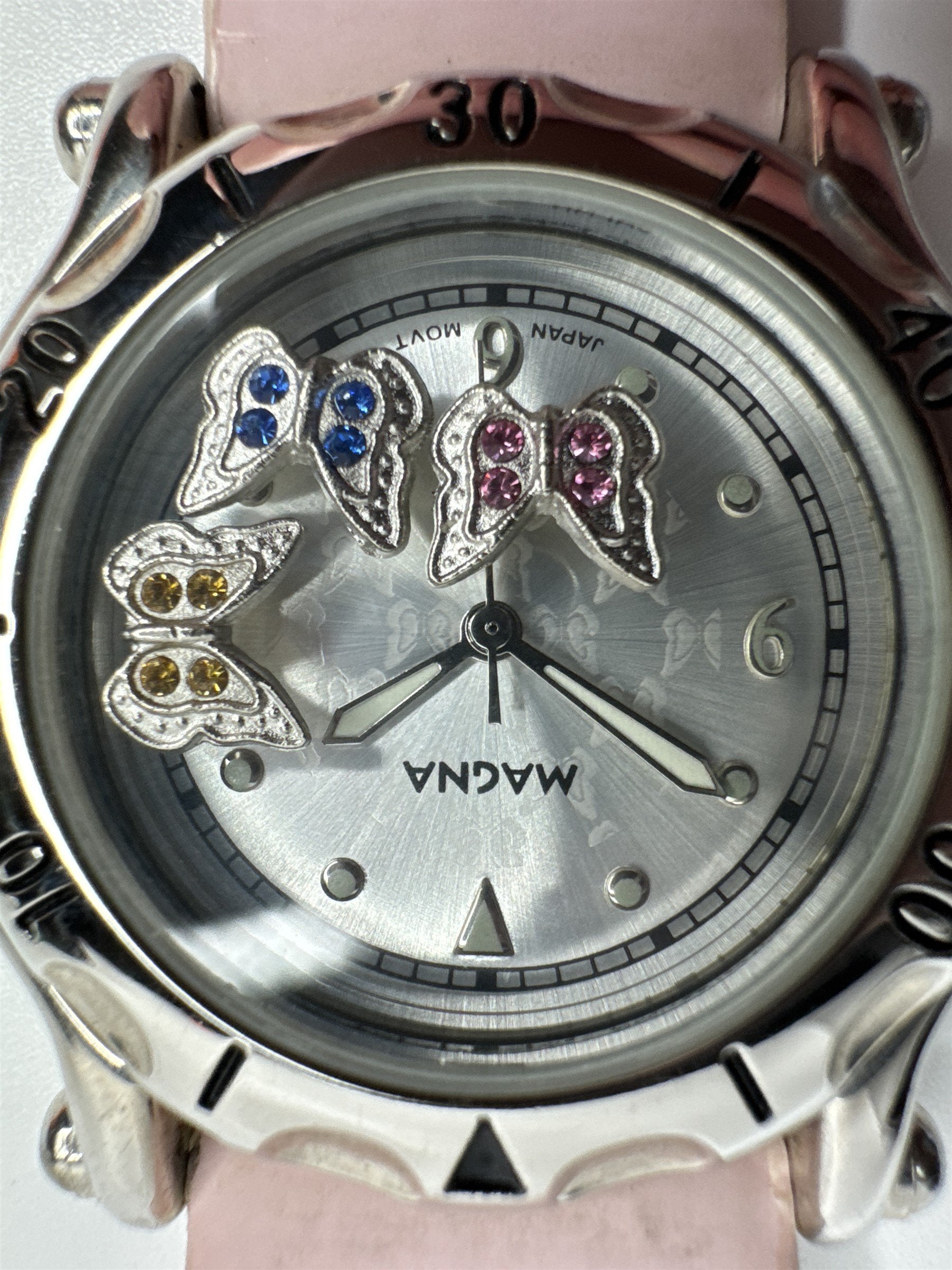 Magna 6774 Stainless Steel Electroplated Water Resistant Pink Butterfly Watch