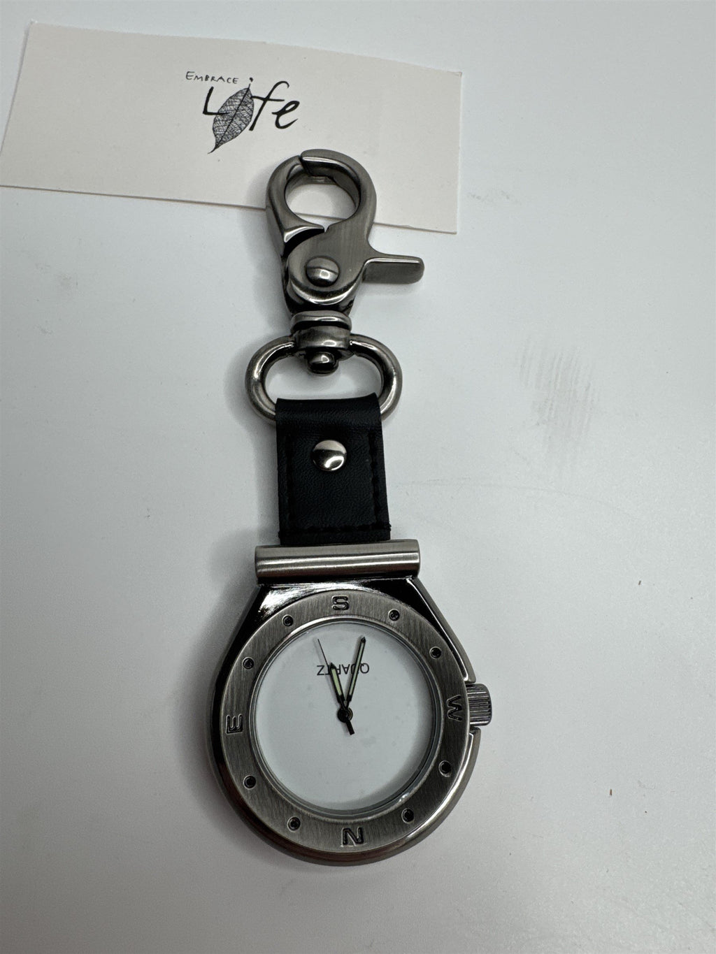 Embrace Life Clip On Metal Fashion Timepiece Pocket Watch Quartz Movement NOS